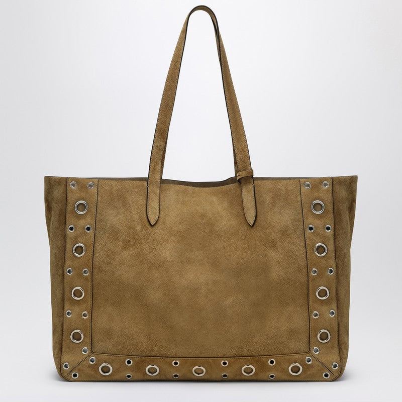 Valentino Garavani Large Nellcôte Tote Bag In Havana Suede Men