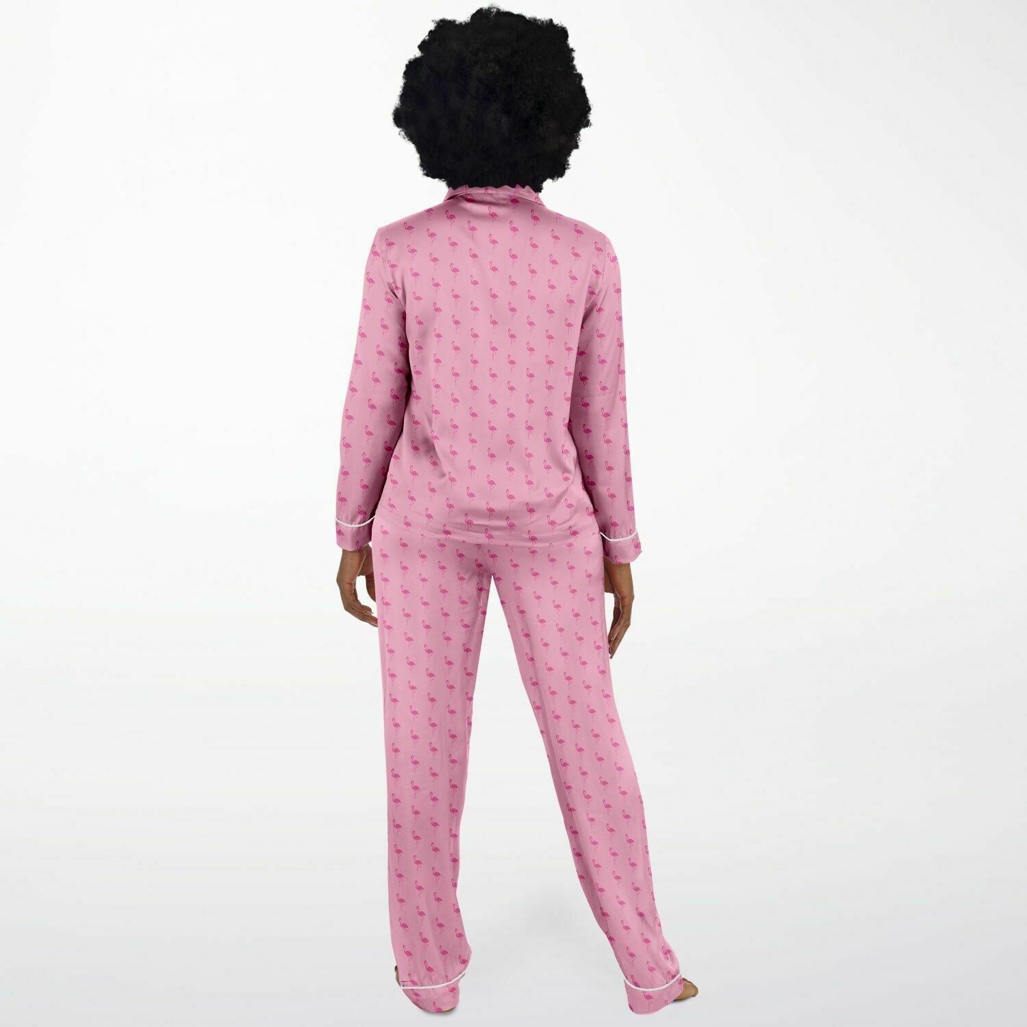 Simple Pink Flamingo Satin Pajamas