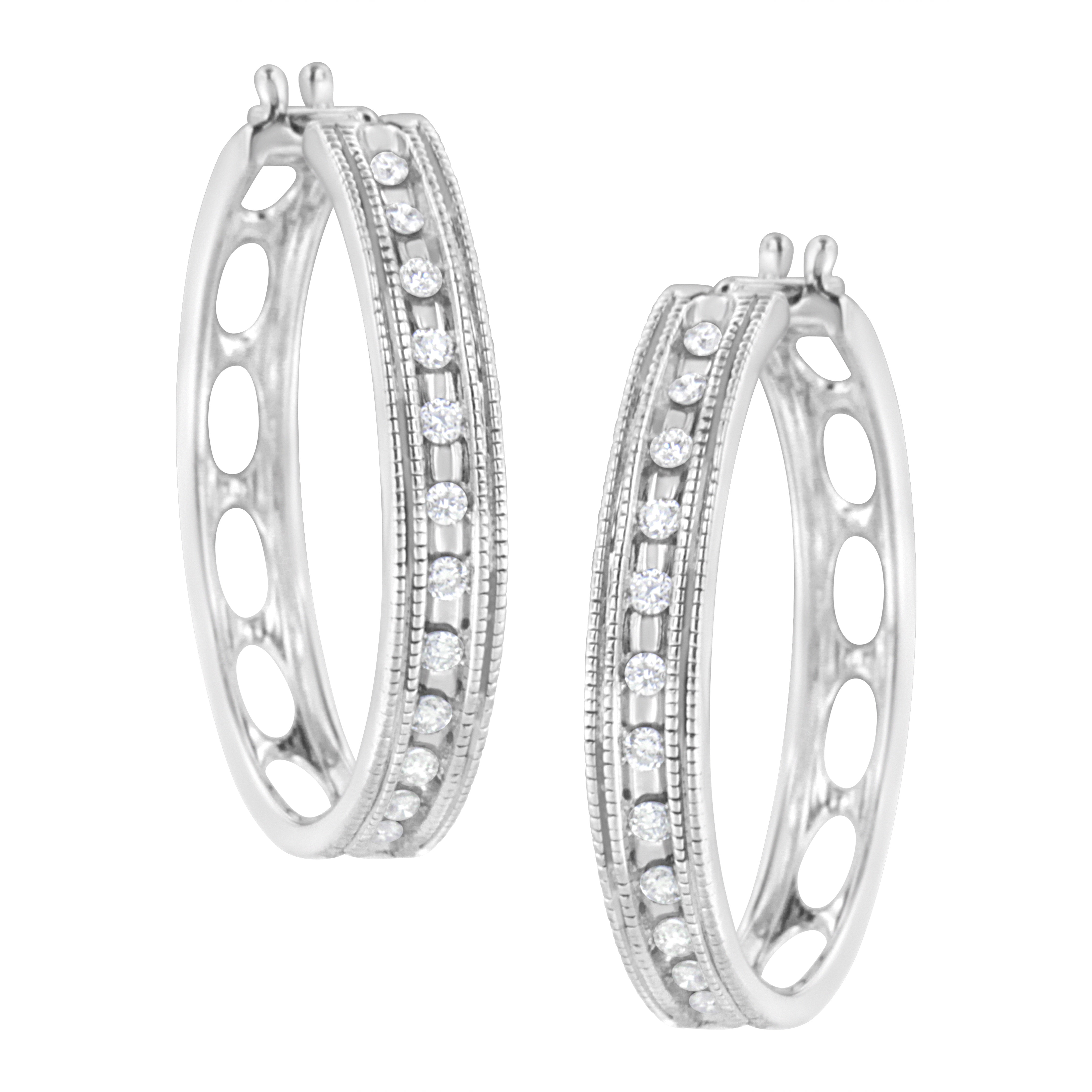 .925 Sterling Silver 1/2 Cttw Lab Grown Diamond Hoop Earring (F-G Color, Vs2-Si1 Clarity)