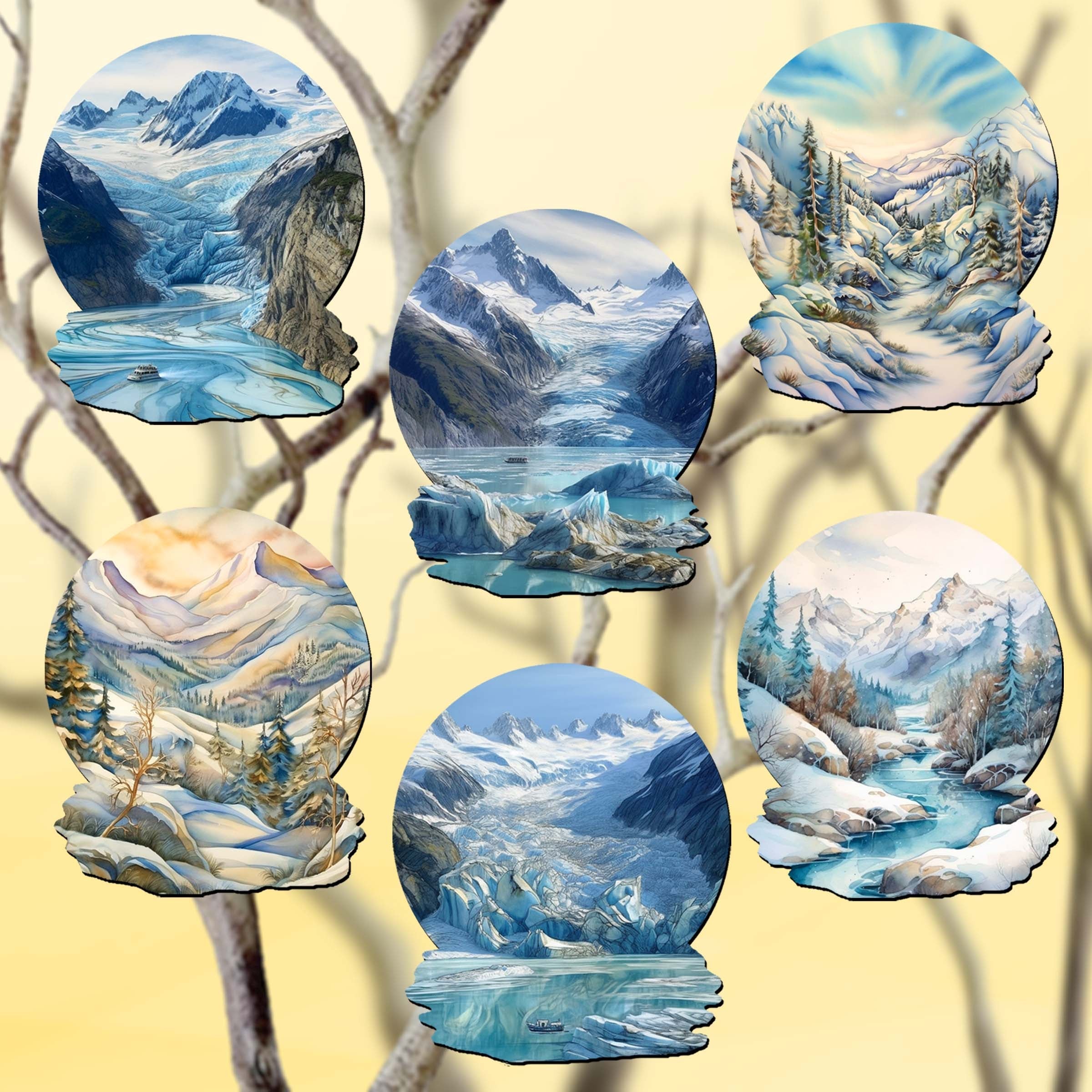 Northern Wonders Decorative Wooden Clip-on Ornaments Set of 6 by Nature Wonders - Wildlife Decor - 8090119C-S6