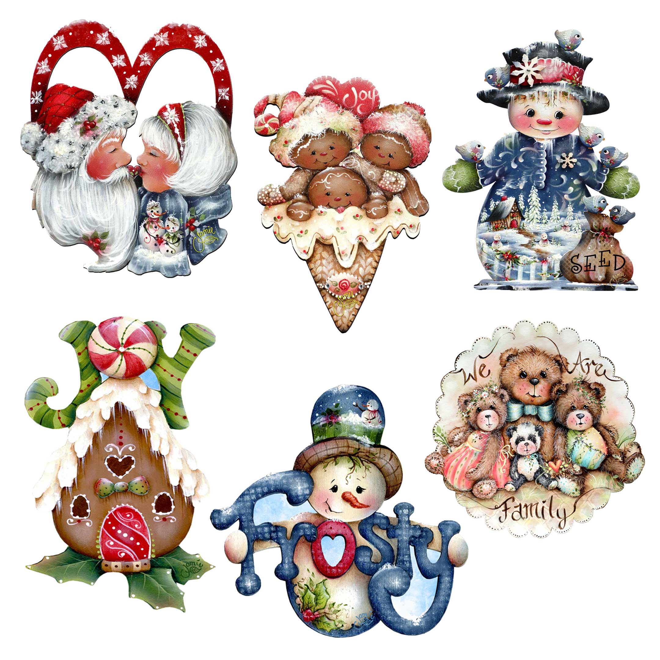 Merry Christmas Decorative Wooden Magnets Set of 6 by Jamie Mills-Price - Christmas Decor - 8090136G-S6-MP