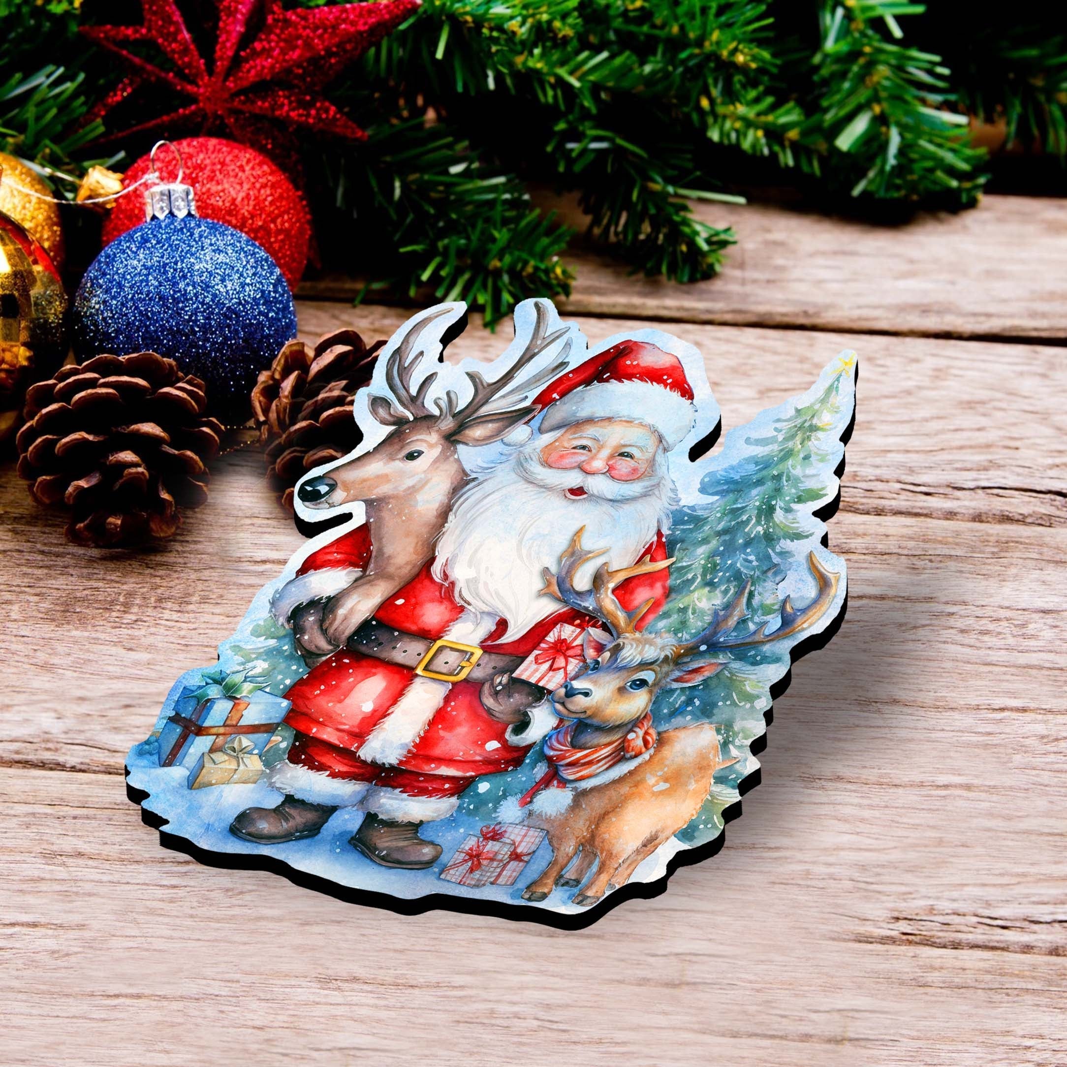 Christmas Is Here Decorative Wooden Clip-on Ornaments Set of 3 by G. Debrekht - Christmas Decor - 8091028C-S3