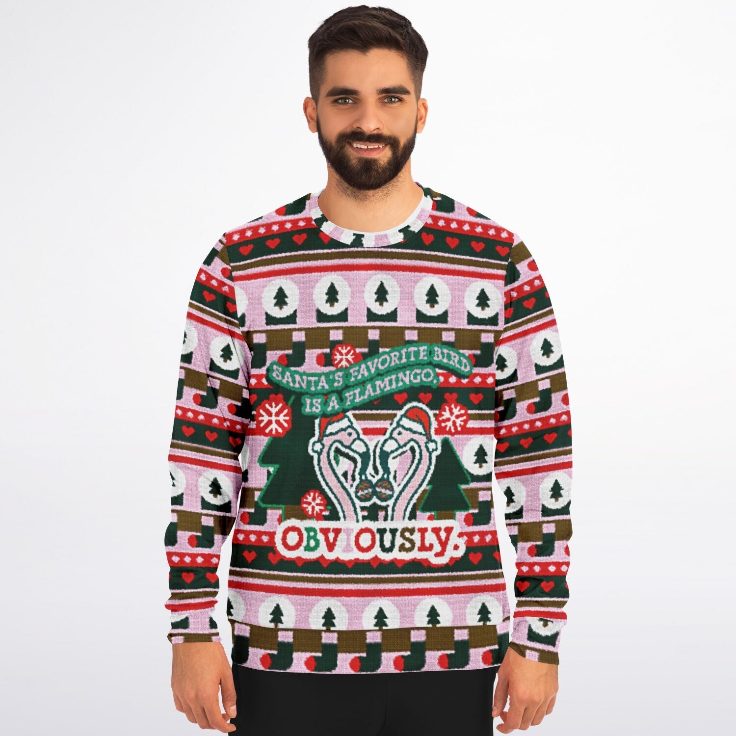 Santa's Favorite Bird Is A Flamingo Ugly Christmas Sweatshirt