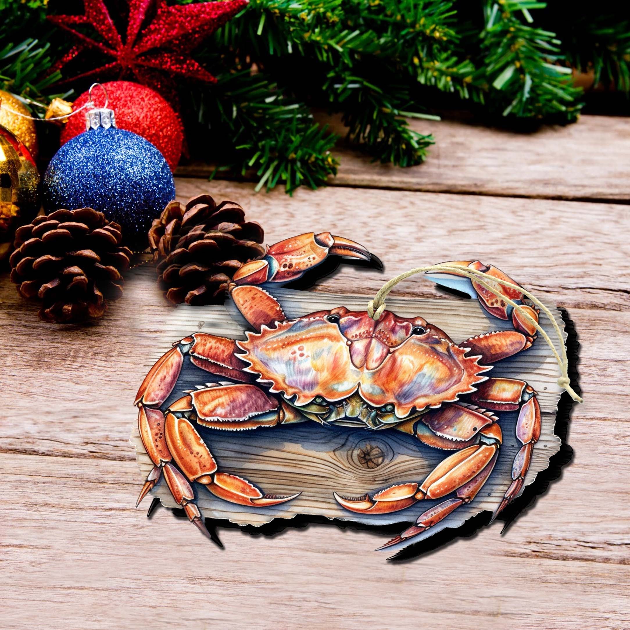Alaskan Crab Wooden Ornaments by G.Debrekht - Wildlife Holiday Decor - 8710121-1