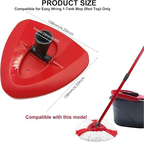 6Pcs Mop Head Replacement For Vileda, O-Cedar, 1 Mop Base, Microfiber Mop Head Replacement, White And Red Color, Triangle Shape