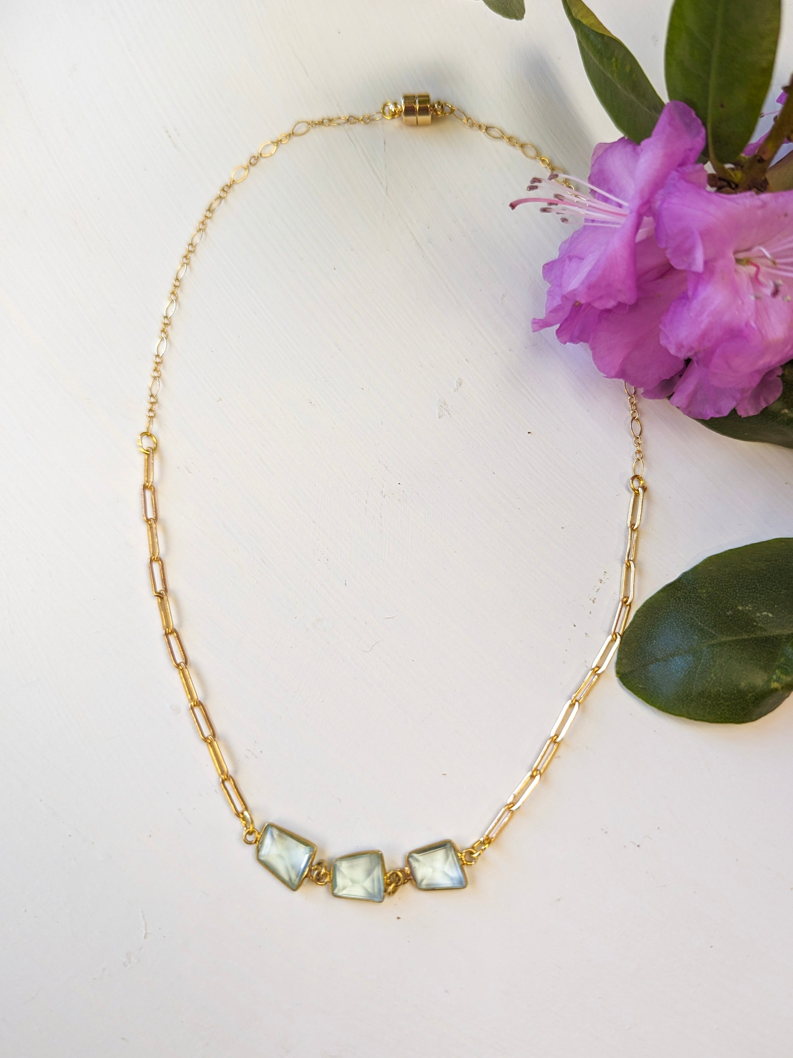 Aqua Quartz Magnetic Necklace