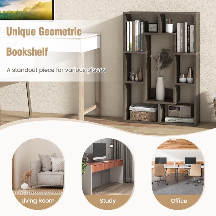 7-Cube Geometric Bookshelf Modern Decorative Open Bookcase