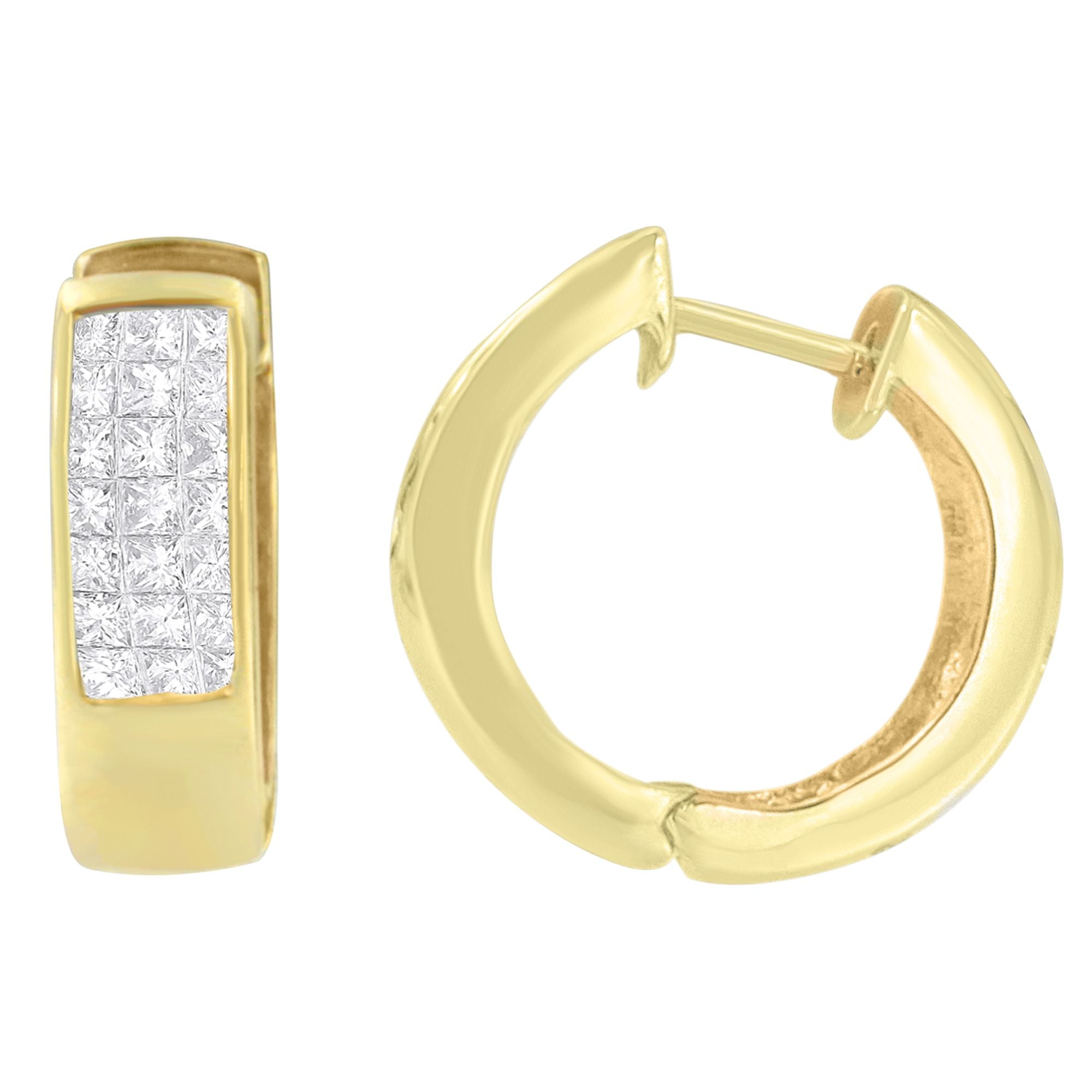 14K Yellow Gold 1/3 Cttw Diamond Hoop Earrings (H-I, Vs1-Vs2)