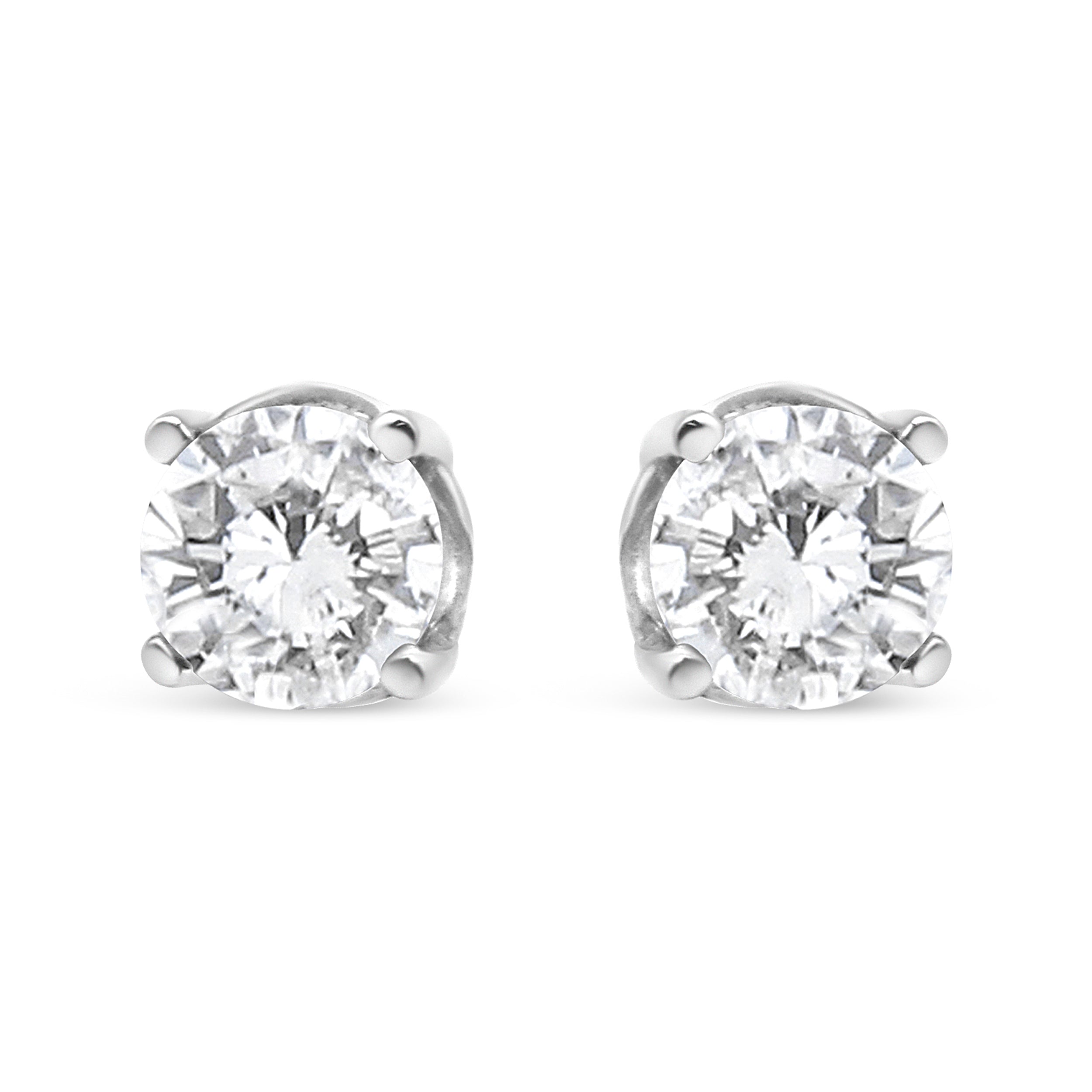 14K White Gold 3/4 Cttw Lab Grown Diamond 4-Prong Classic Stud Earrings (F-G Color, Vs2-Si1 Clarity)