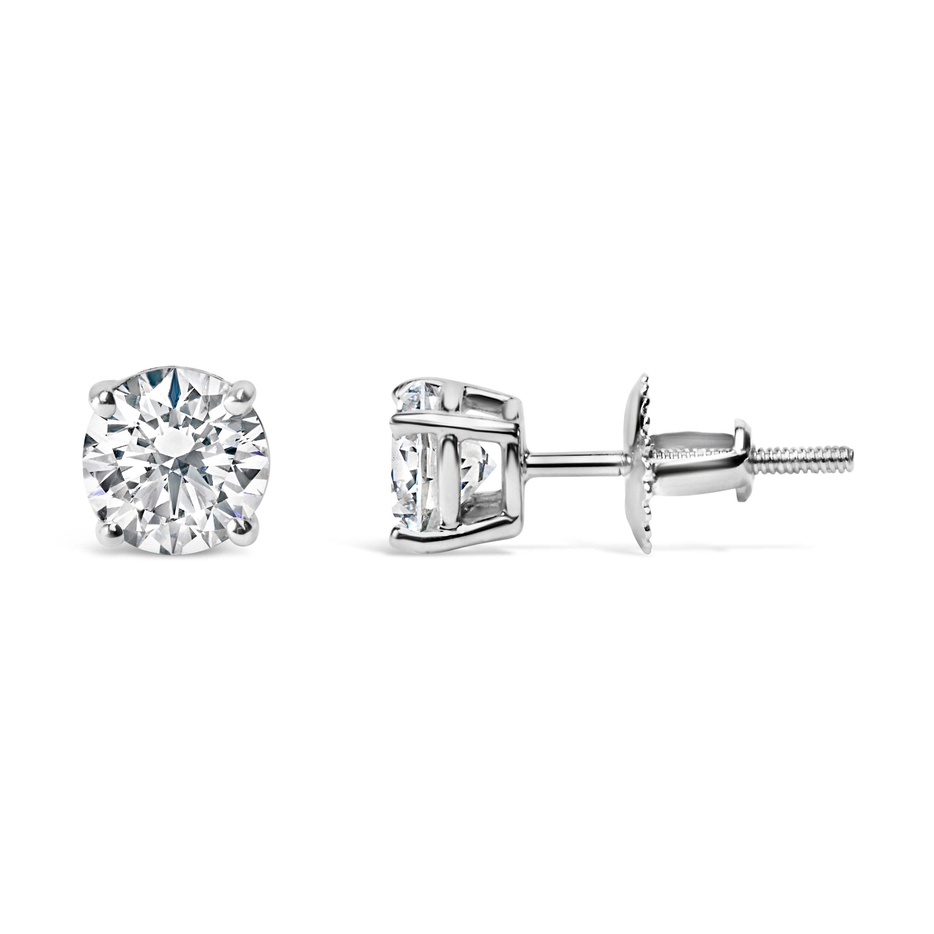 14K White Gold 3.0 Cttw Lab Grown Diamond Solitaire Stud Earrings