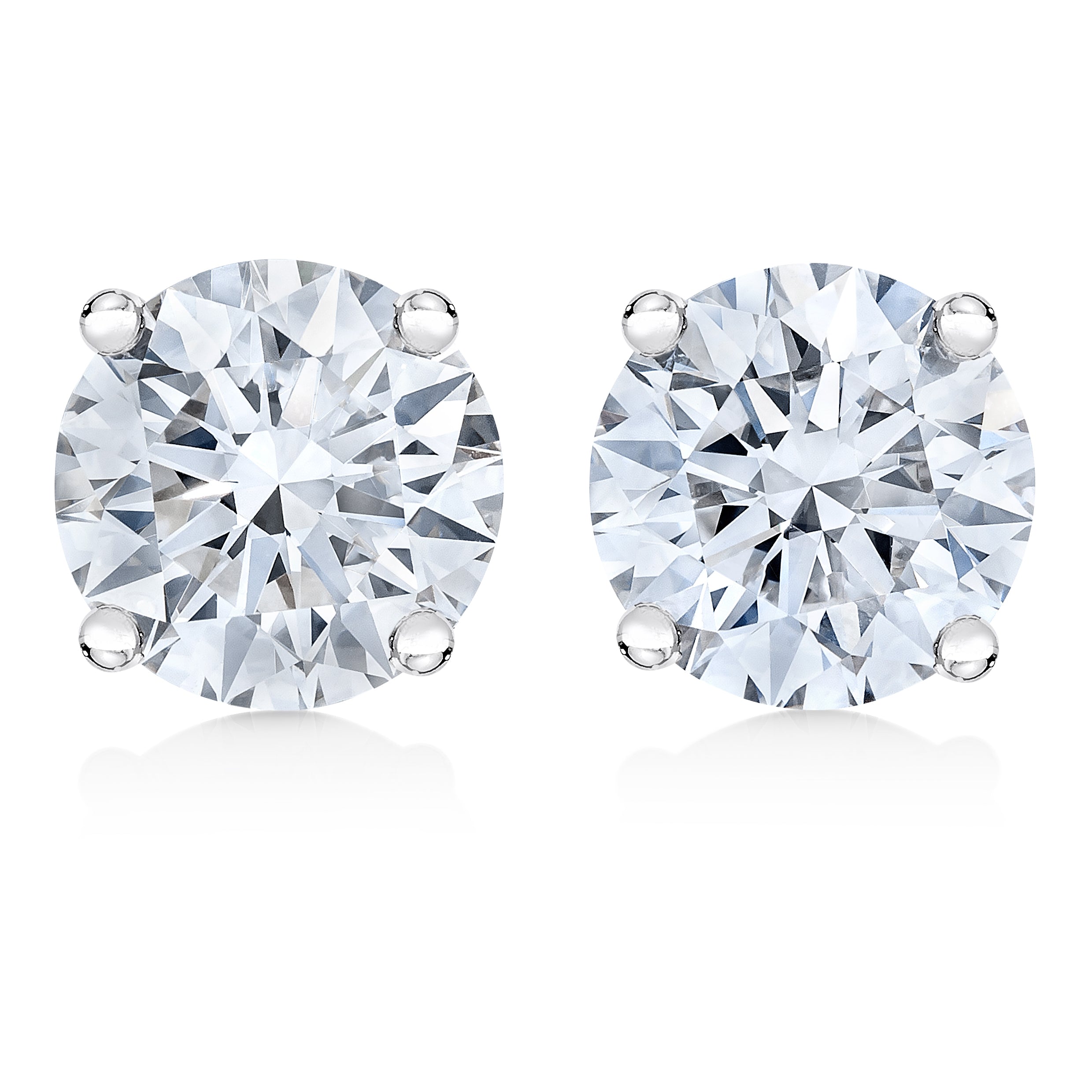 10K White Gold 1/2 Cttw Lab Created Round Brilliant Cut White Diamond Classic 4-Prong Solitaire Stud Earrings (E-F Color, Vvs2-Vs1 Clarity)