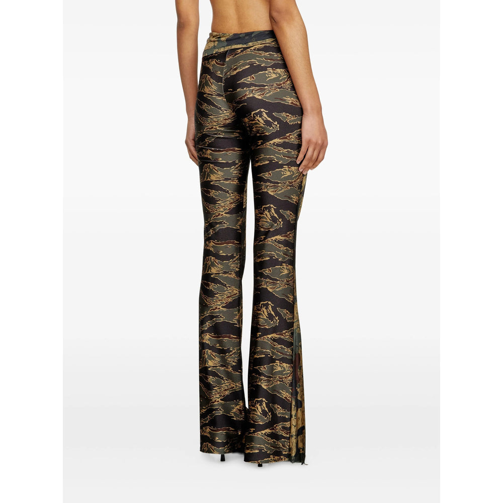 Diesel Green Trousers - Flared Trousers Women