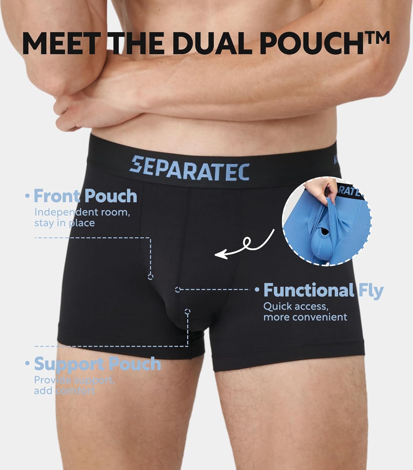 Separatec Dual Pouch Mens Underwear Breathable Cooling Rayon Made from Bamboo Underwear Men, Boxer Briefs and Trunks 7 Pack