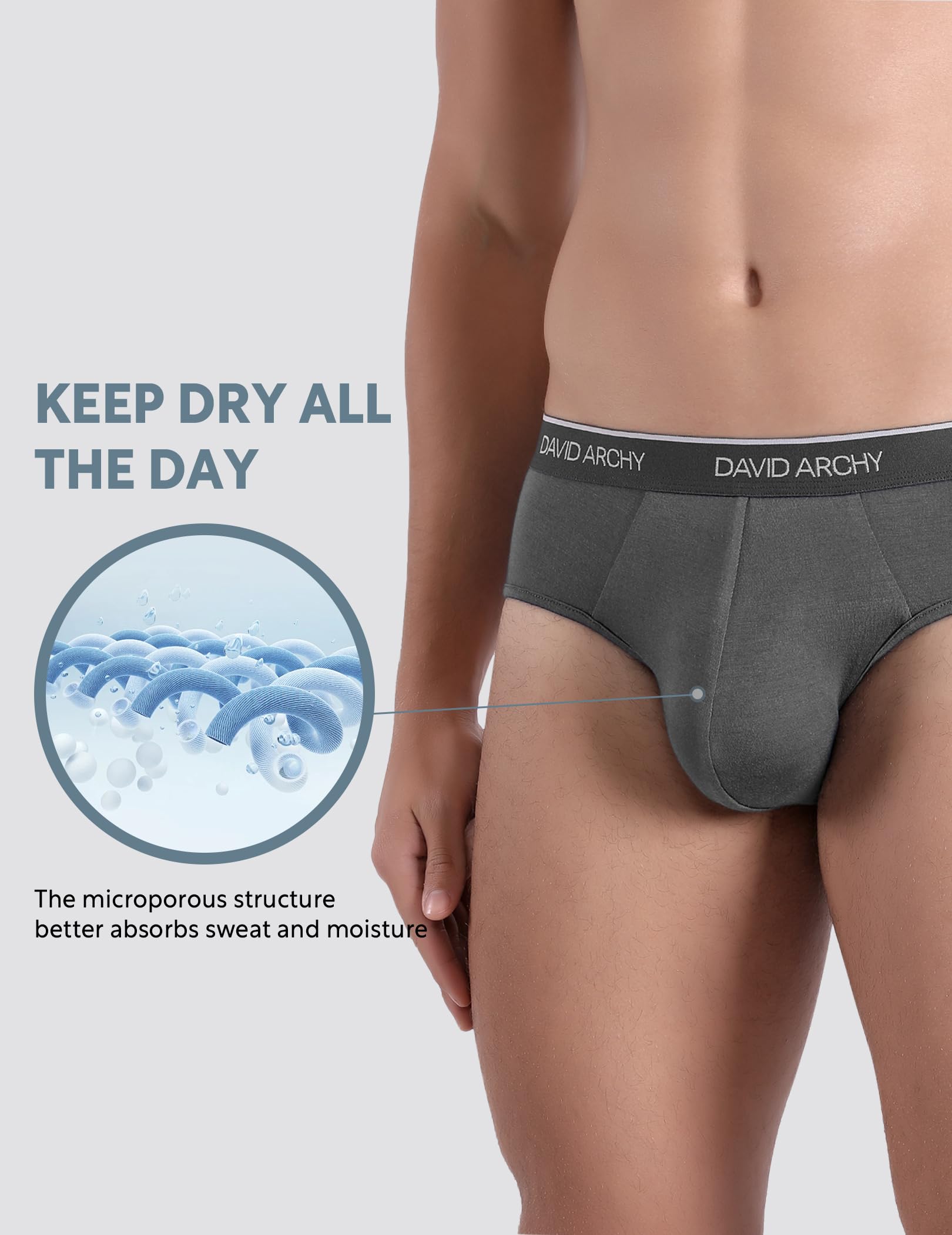 DAVID ARCHY Men's Underwear Briefs Rayon Made from Bamboo Wicking-Moisture Support Pouch Soft Underwear for Men 4 or 7 Pack