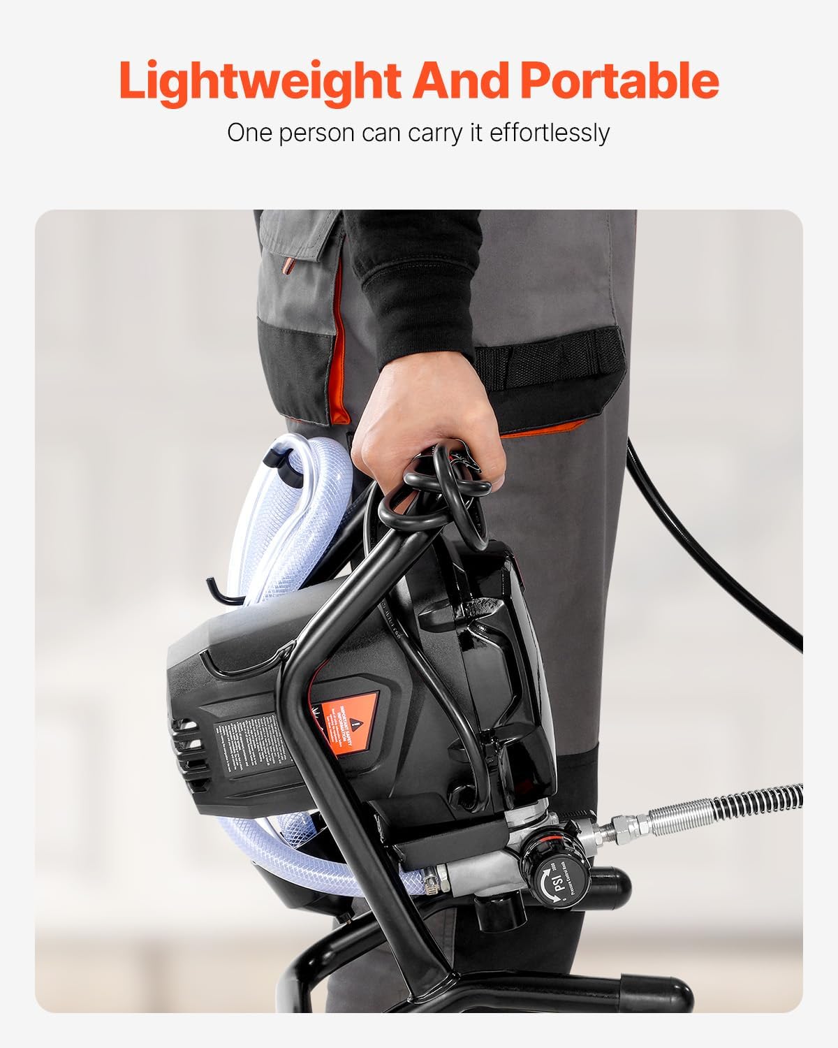 VEVOR 750W Stand Airless Paint Sprayer, 3000PSI High Efficiency Electric Airless Sprayer, Fine and Even Painting Effect, Handheld Paint Sprayers for Home Interior and Exterior Furniture and Fences