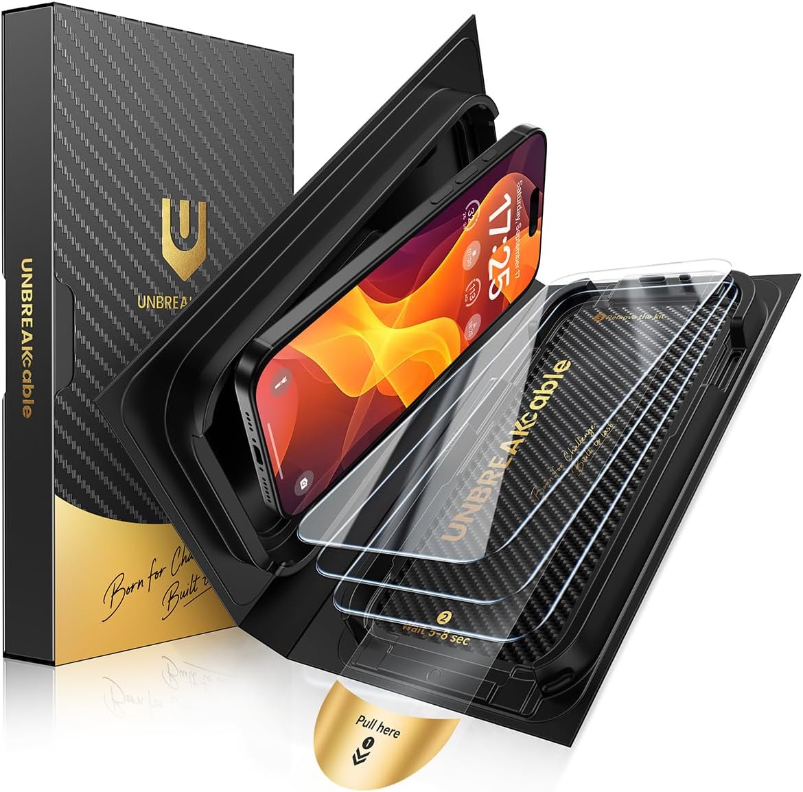 UNBREAKcable for iPhone 16 Pro Screen Protector [Quick-Installation Box] 3-Pack 9H+ Hardness Shatterproof Tempered Glass [99.99% HD Clear] [Case Friendly] [Bubble Free] for Apple 16 Pro 6.3 inch