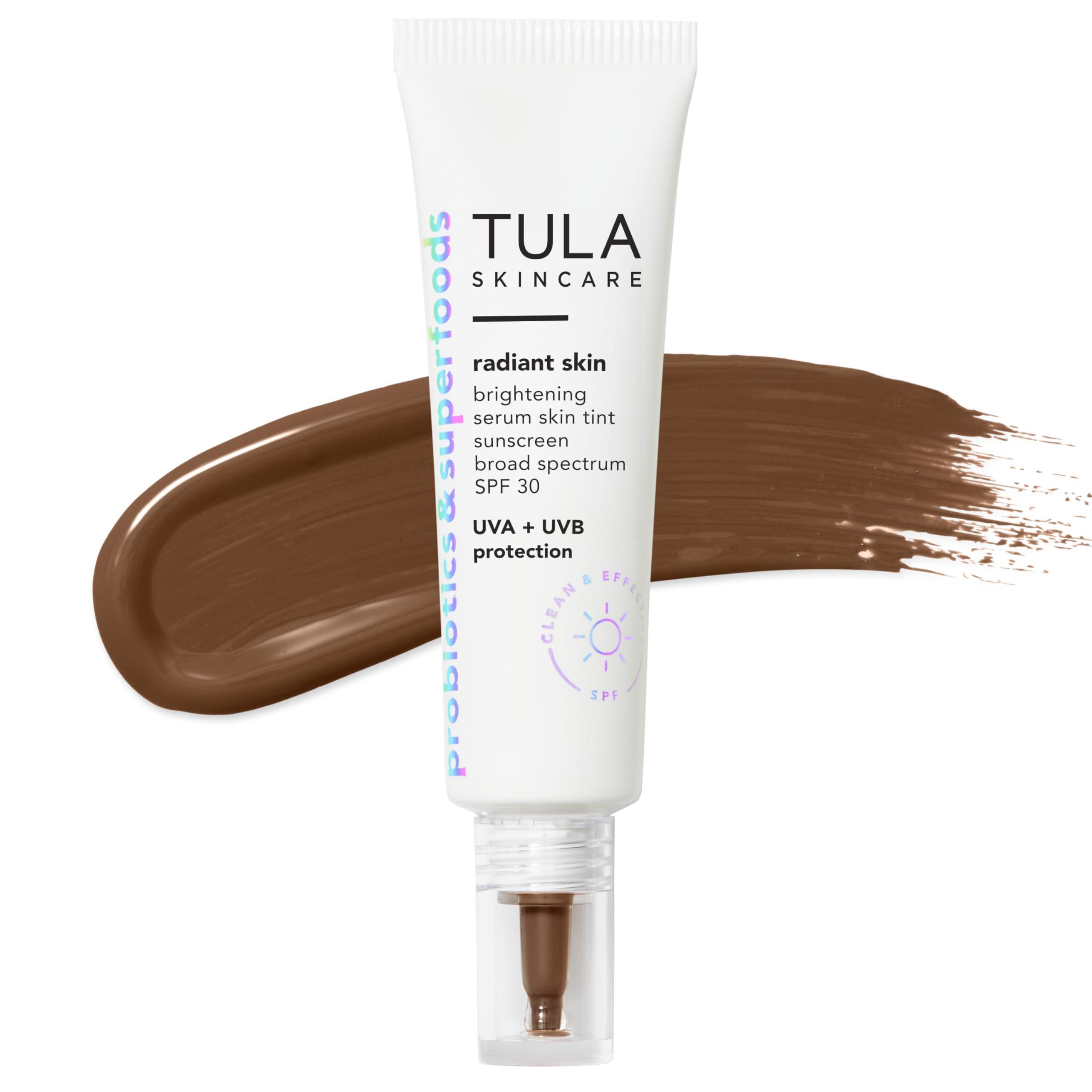 TULA Skin Care Radiant Skin Brightening Serum Skin Tint SPF | Facial Sunscreen Provides Broad Spectrum SPF 30 Protection, Tinted, Serum-Light Formula Brightens and Evens Skin | 1.0 fl. oz.