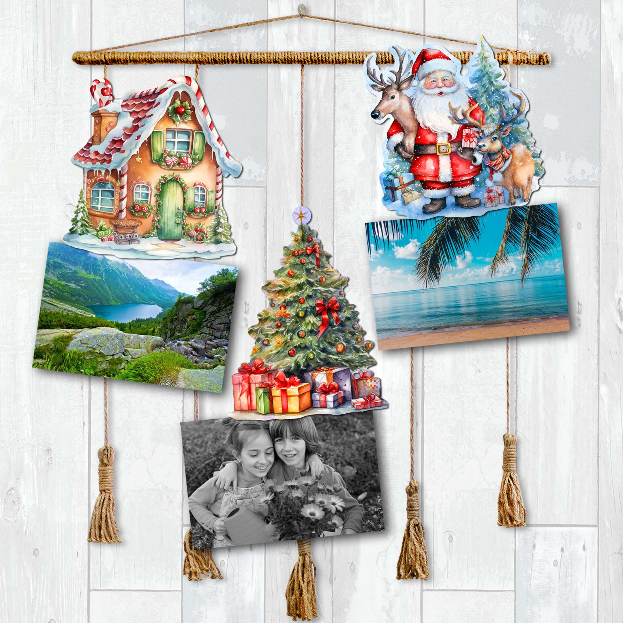 Christmas Is Here Decorative Wooden Clip-on Ornaments Set of 3 by G. Debrekht - Christmas Decor - 8091028C-S3