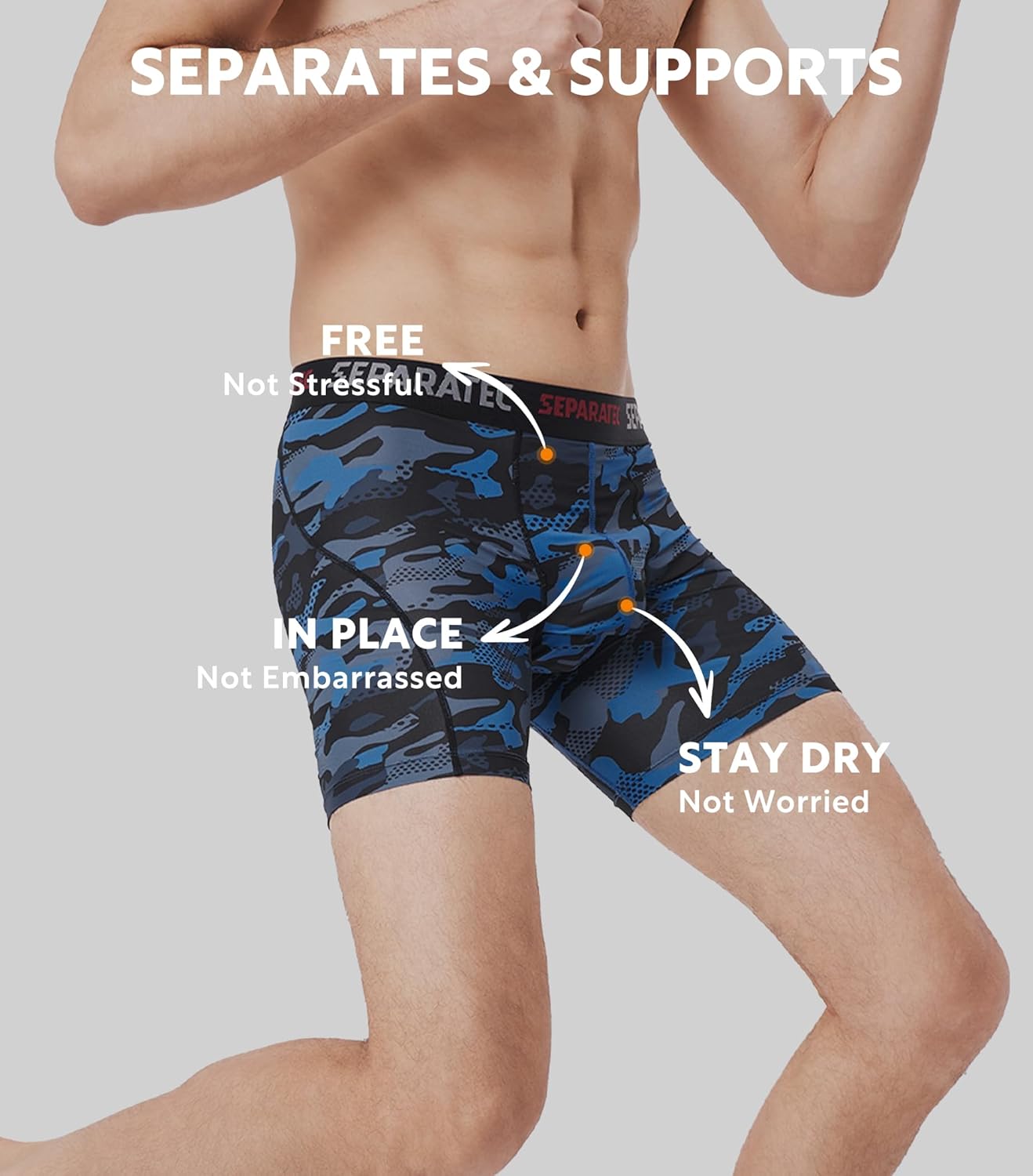 Separatec Mens Underwear with Pouch for balls Anti Chafing Underwear Men Athletic Sport Performance Long Boxer Briefs 3 Pack