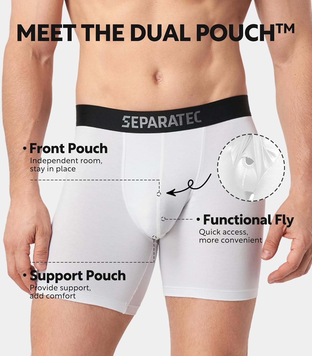 Separatec Dual Pouch Mens Underwear Breathable Cooling Rayon Made from Bamboo Underwear Men, Boxer Briefs and Trunks 7 Pack