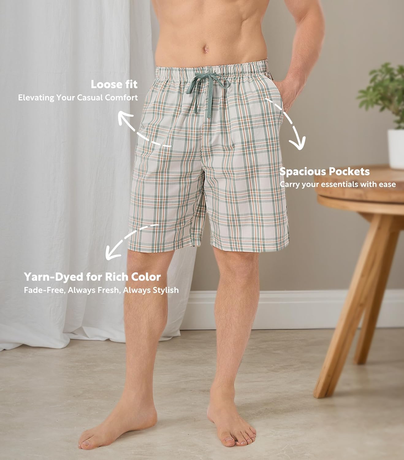 DAVID ARCHY Mens Pajama Pants Soft Cotton Plaid Sleepwear, Comfy Lounge Woven Pajamas Bottoms PJ Pant for Men, 3 pack