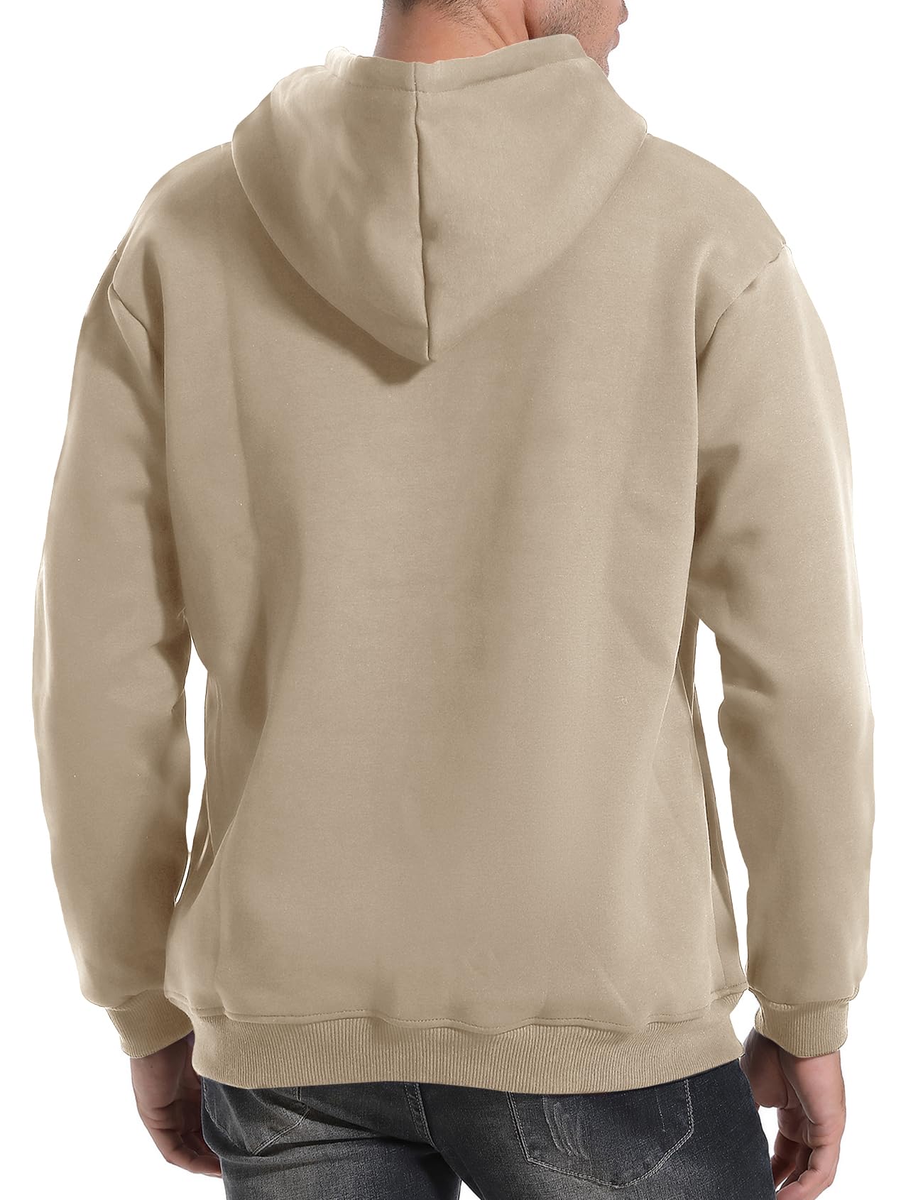 Flygo Men's Casual Fleece Sherpa Lined Hoodie Winter Warm Pullover Hooded Sweatshirt(Black-XL)