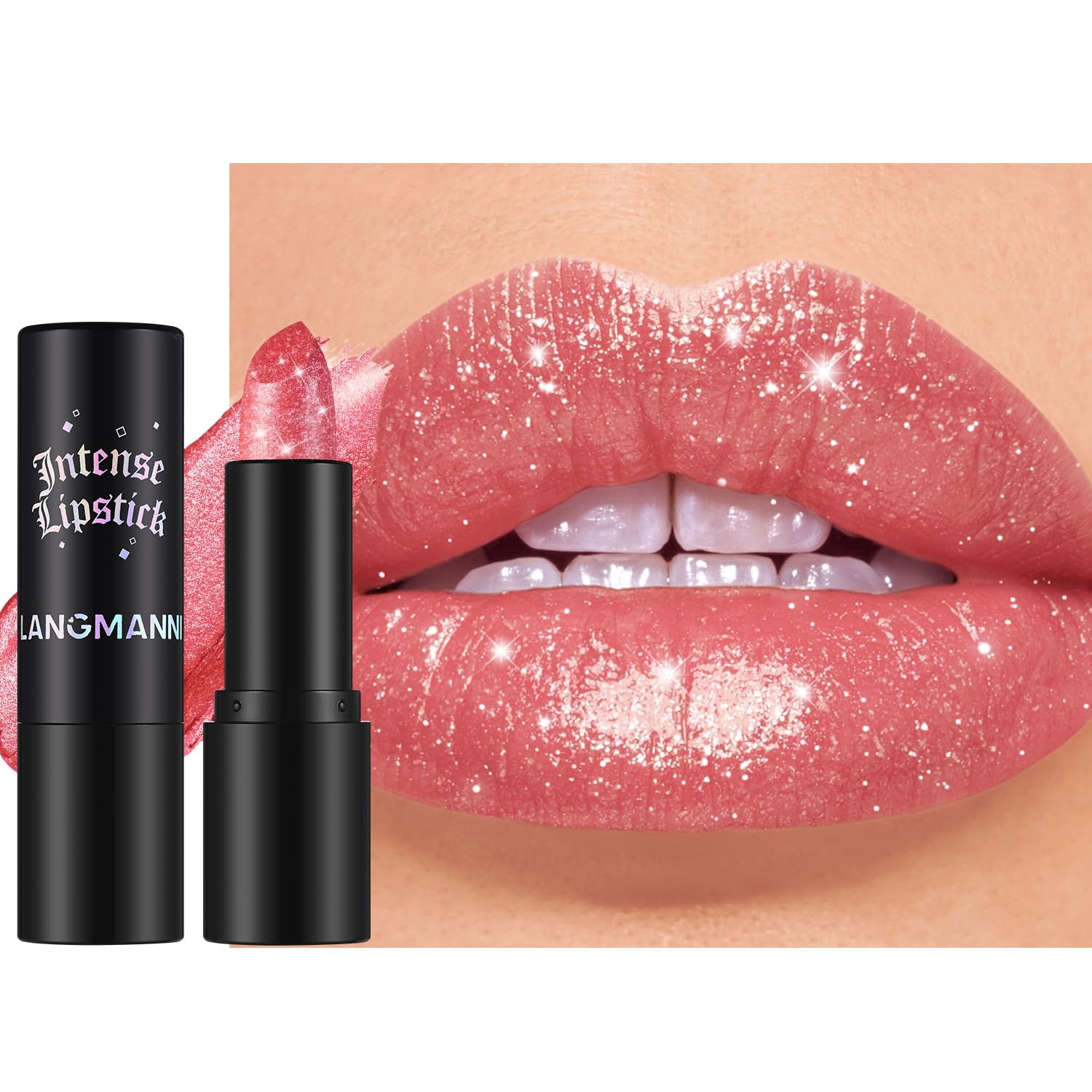 Jolilab Sparkling Lip Gloss, Long Lasting Waterproof Moisturizer Lip Balm Glitter Shimmer Metallic Lipstick, Diamond Shiny Bold Glow Goth Lipstick for Women Girls, Non-sticky (1, 07#)