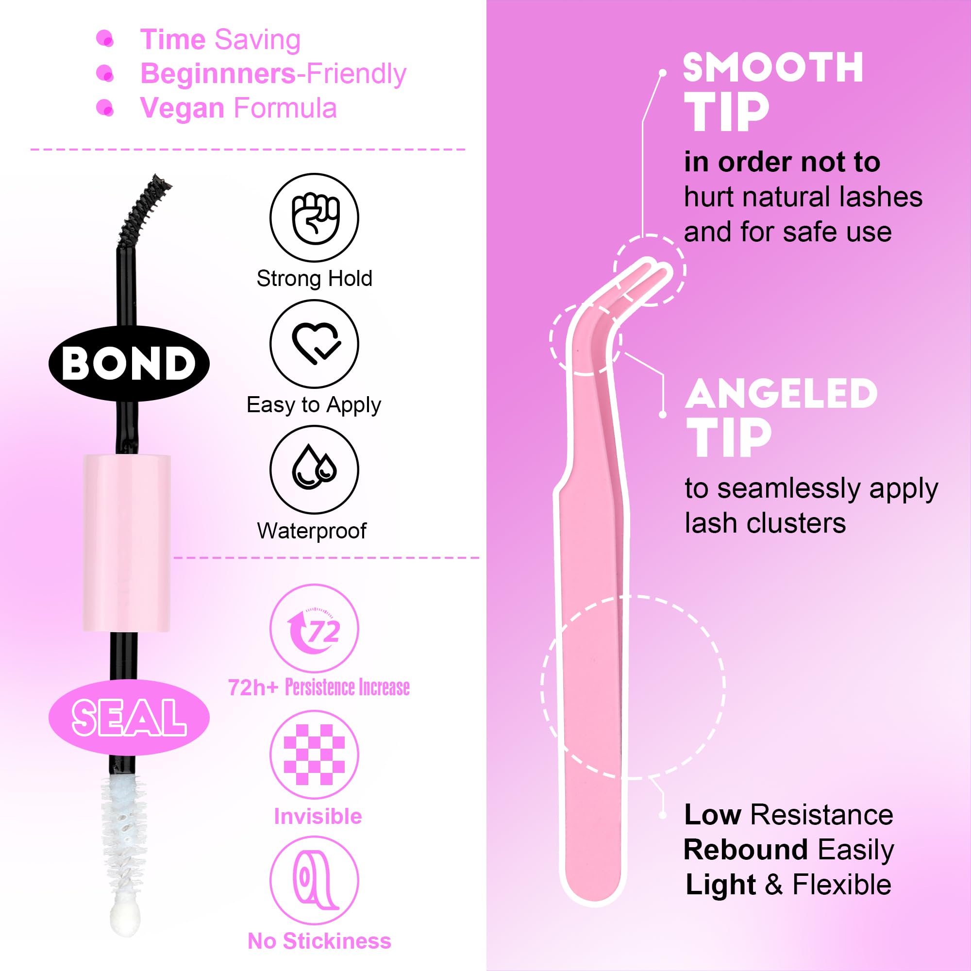 Pawotence Lash Extension Kit DIY 280pcs Lash Clusters Eyelash Extension Kit, 9-16mm 30D 40D Individual Lashes Kit with Lash Bond and Seal, Lash Tweezers for Self Use (30D&40D, 0.07D, 9-16mm, Kit)