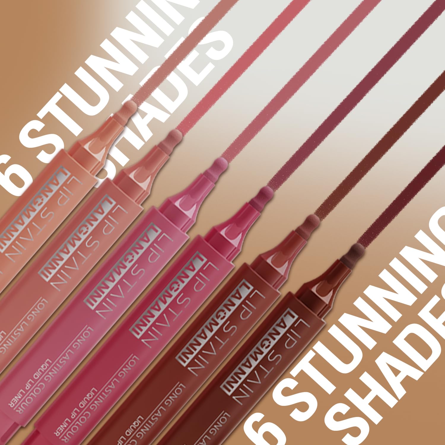 Jolilab 4 Colors Lip Stain Set:Marker Matte Liquid Lip Stain Pen,Highly Pigmented,Long-Lasting,Lip Liner Lip Contour Multi-Use.(#01+02+03+04)