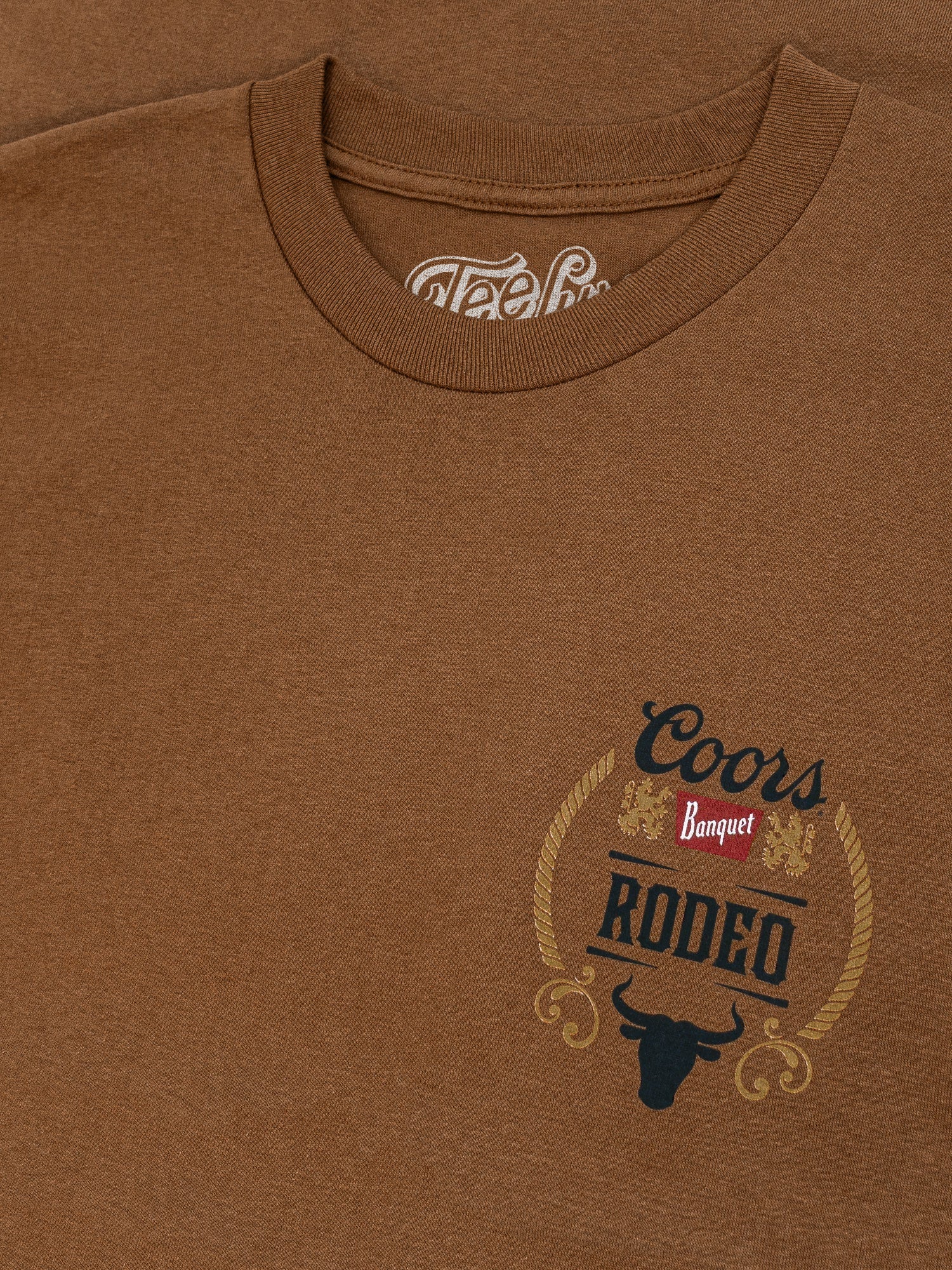 Coors Banquet Rodeo Bull Beer Front and Back T-Shirt - Brown Sugar