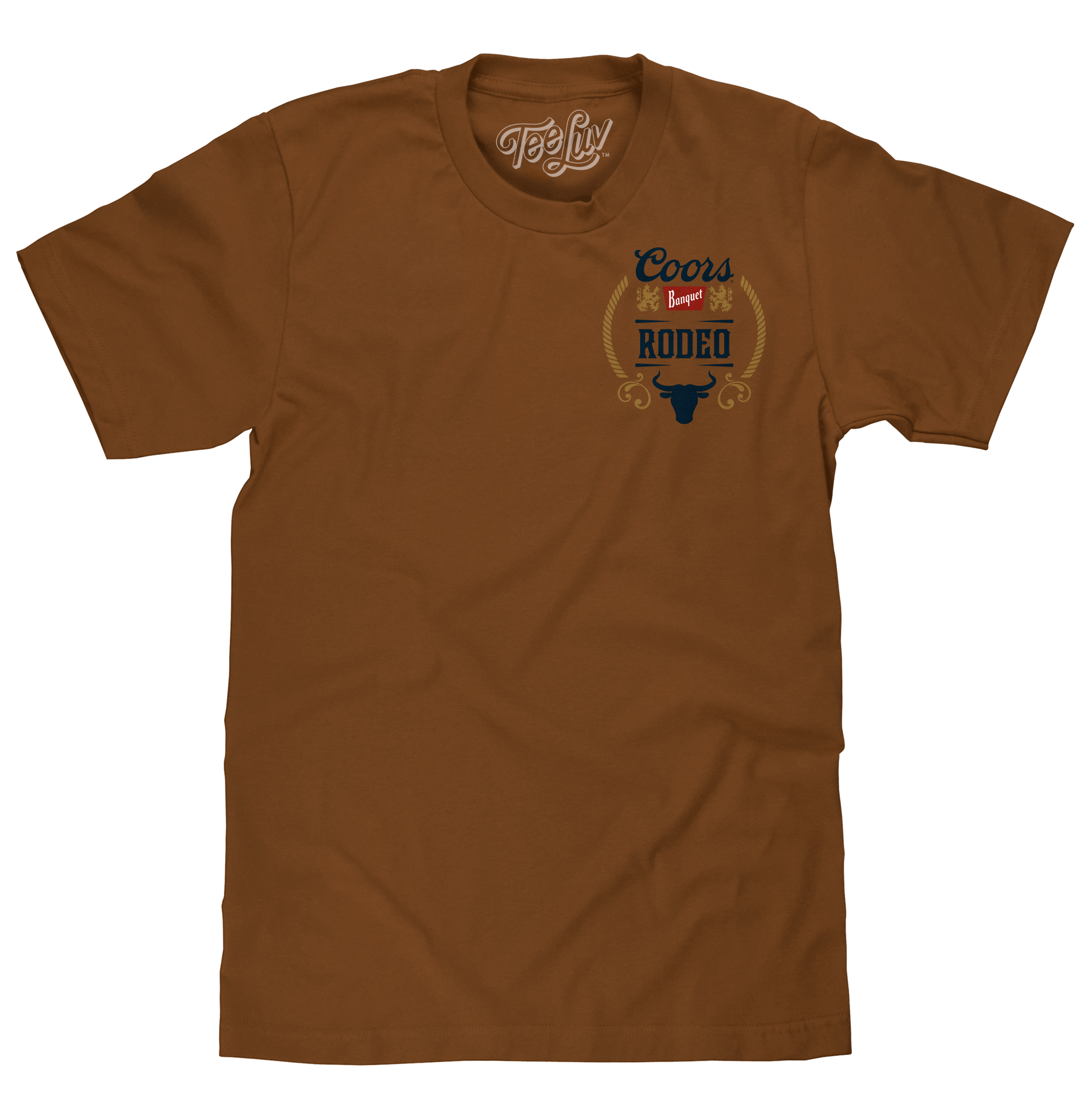 Coors Banquet Rodeo Bull Beer Front and Back T-Shirt - Brown Sugar