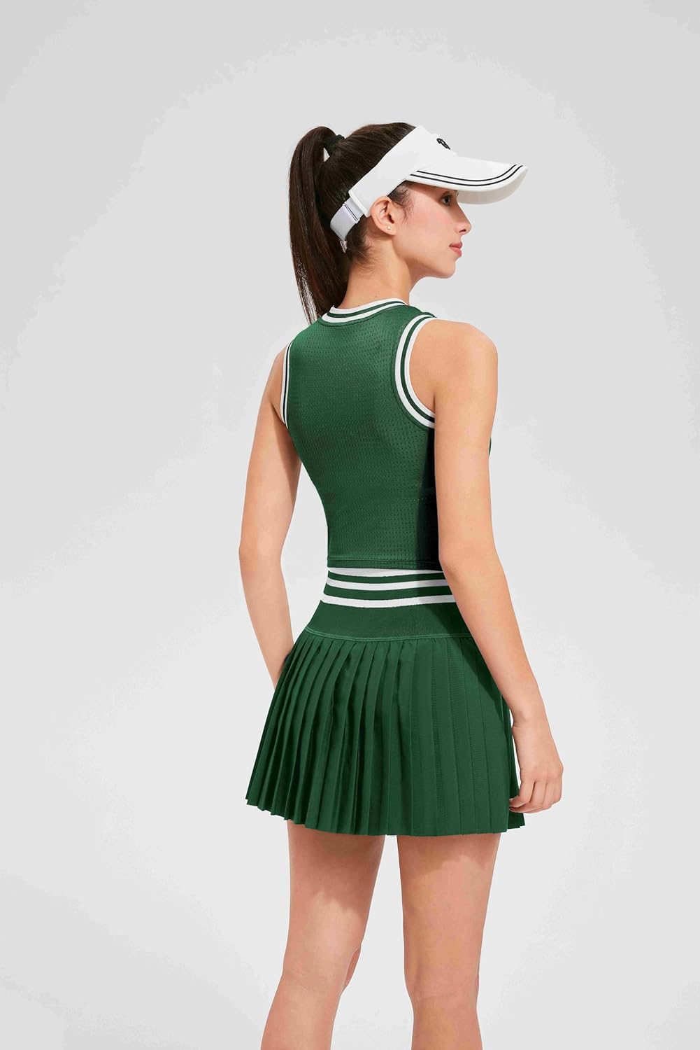Two Piece Tennis Skirt Set for Women High Waisted Pleated Athletic Golf Skirt Sets Women 2 Piece Outfits with Pockets
