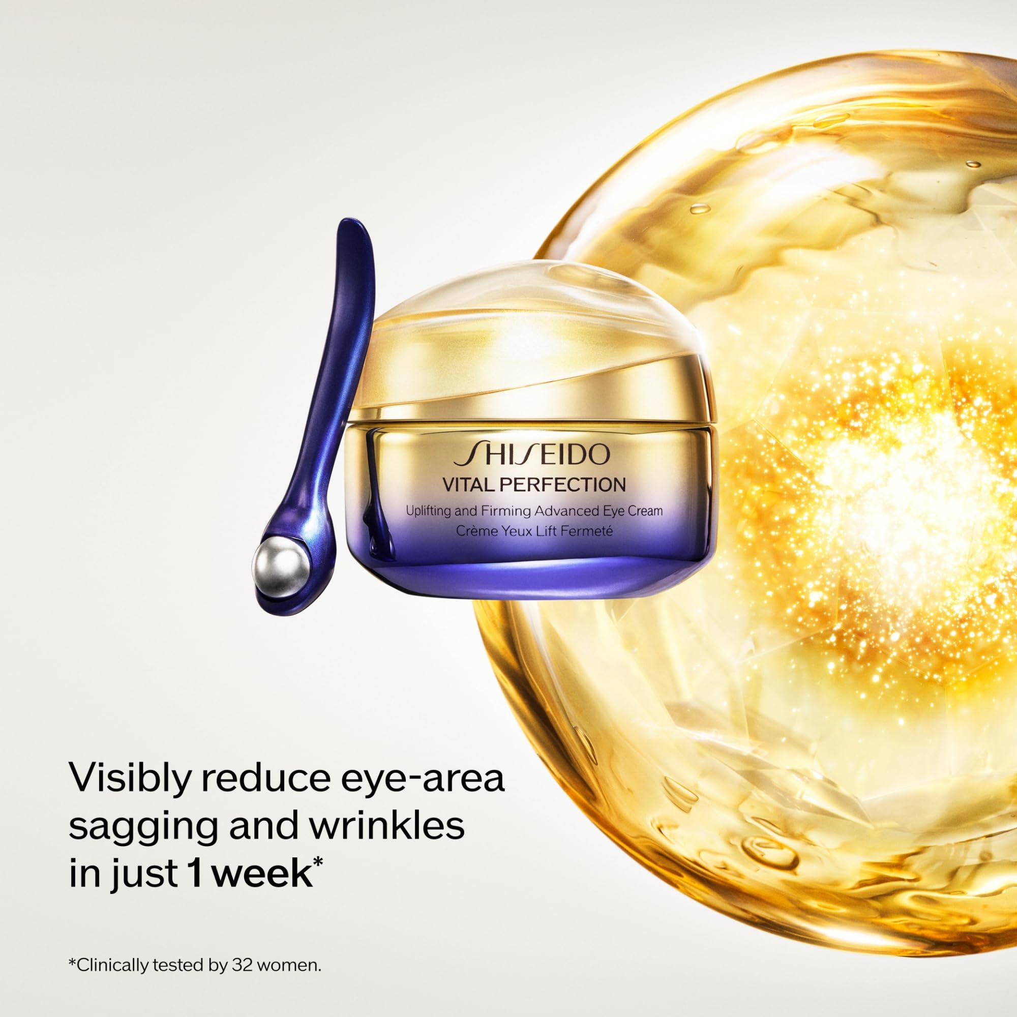 Shiseido Vital Perfection Uplifting and Firming Advanced Eye Cream - 15 mL - Improve Under-Eye Bags, Wrinkles & Dark Circles - Includes Exclusive Massage Roller Tool