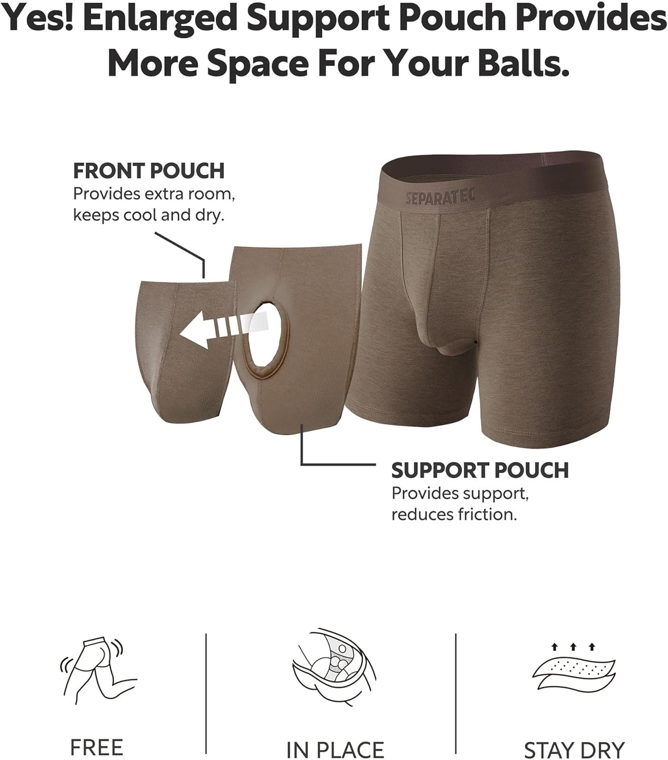 Separatec Mens Underwear with Pouch Moisture Wicking Dual Pouch Boxer Briefs Rayon From Bamboo Underwear Men, Halloween Theme