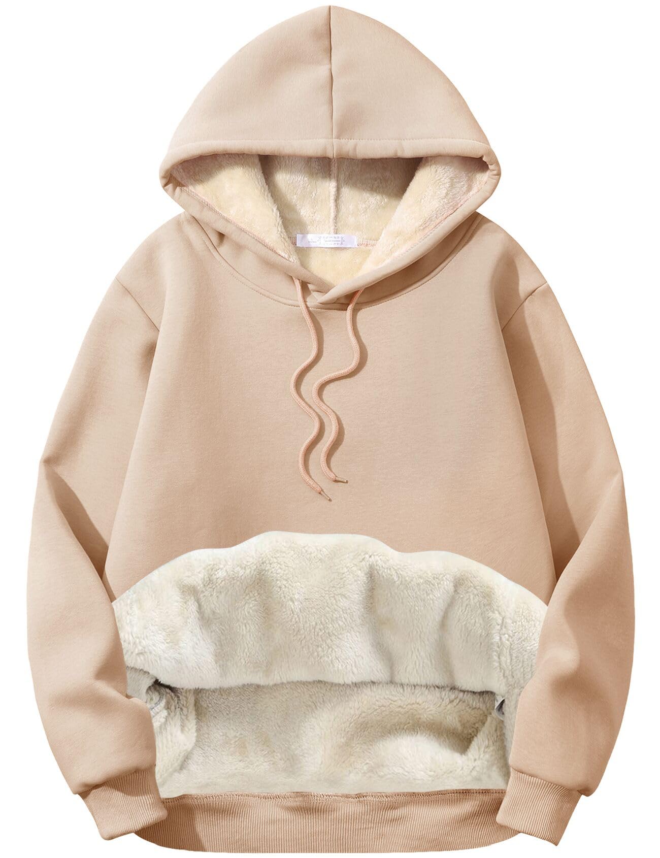 Flygo Men's Casual Fleece Sherpa Lined Hoodie Winter Warm Pullover Hooded Sweatshirt(Black-XL)