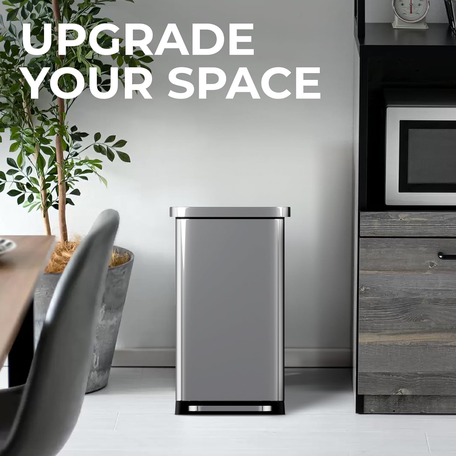 EconoHome 20 Gallon Stainless Steel Large Kitchen Trash Can with Foot Pedal, Soft Close Lid, and Trash Bag Retainer Rim