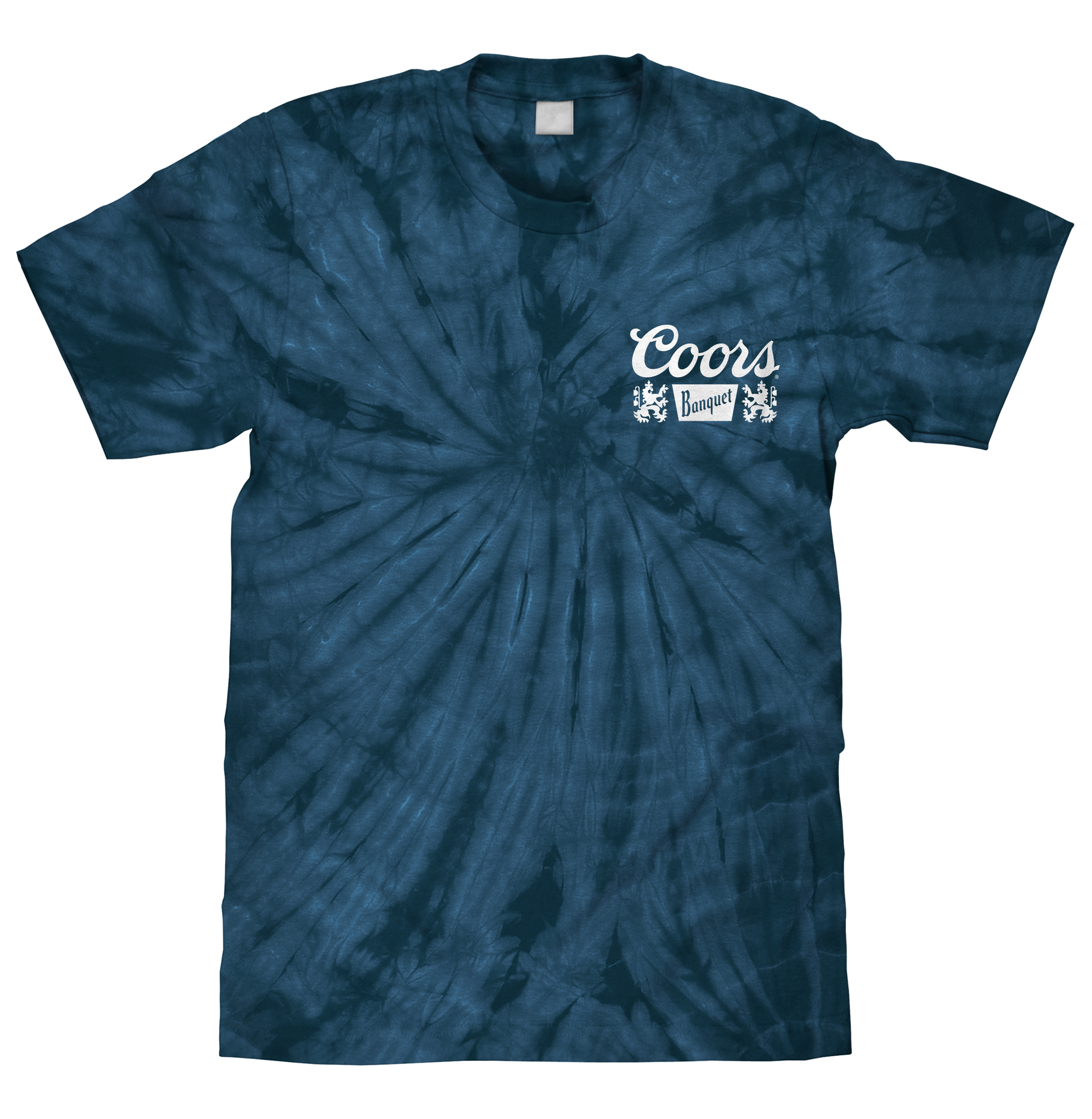 Coors Banquet Beer Logo T-Shirt - Navy Spider Tie Dye