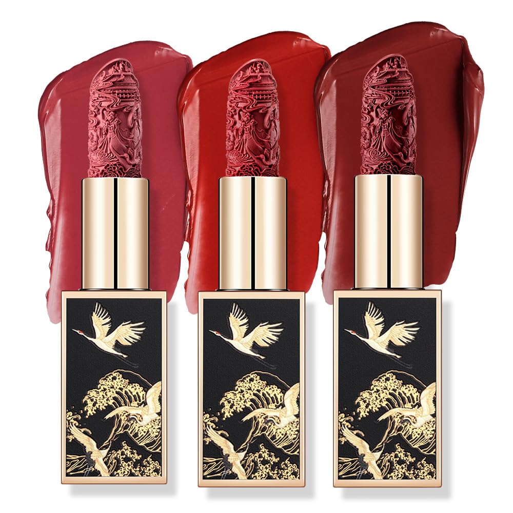 Catkin Lipstick 3pcs Set for Women, Full Coverage Shimmer Glow Finish, Long Lasting Weightless with Hydrating Creamy Texture 04