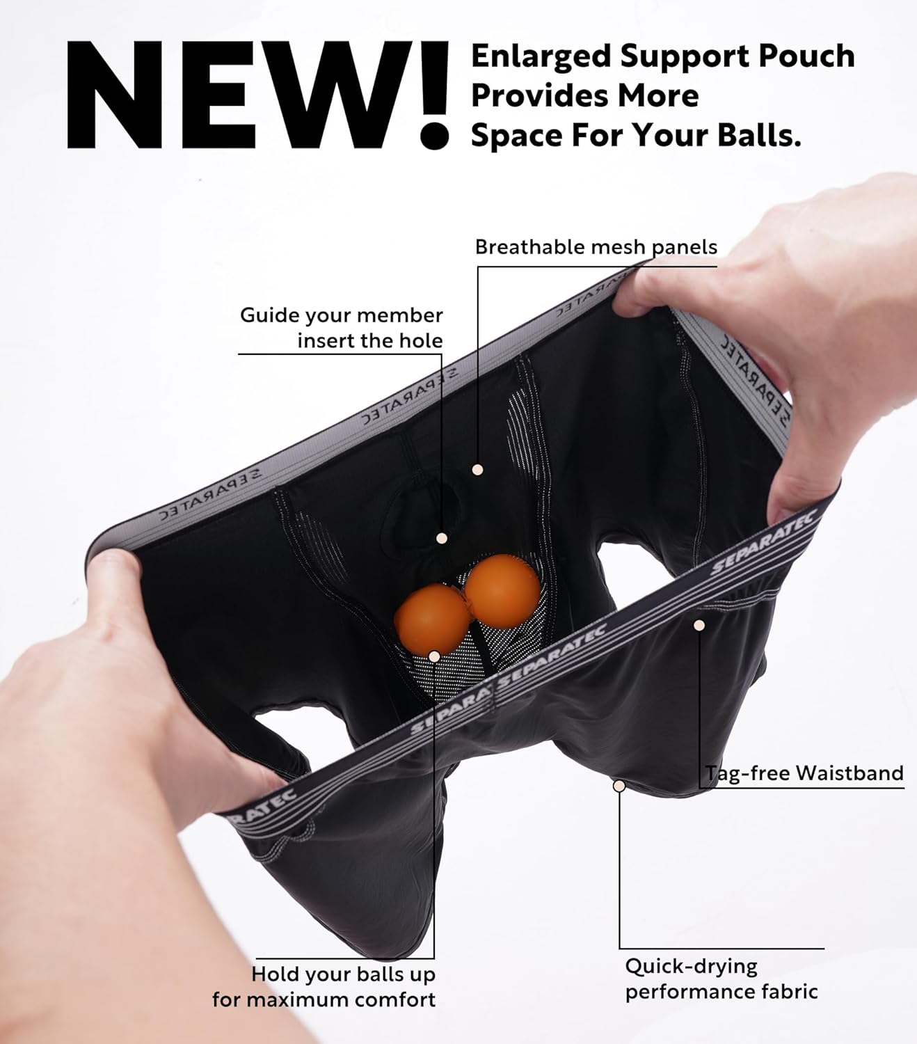 Separatec Mens Underwear with Pouch for balls Anti Chafing Underwear Men Athletic Sport Performance Long Boxer Briefs 3 Pack