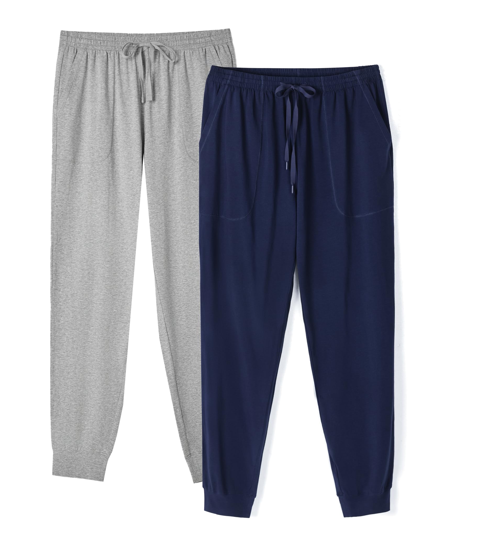 DAVID ARCHY Men's Pajama Pants Cotton Bottoms Soft Lightweight Loungewear with Drawstring and Pockets 2 Pack