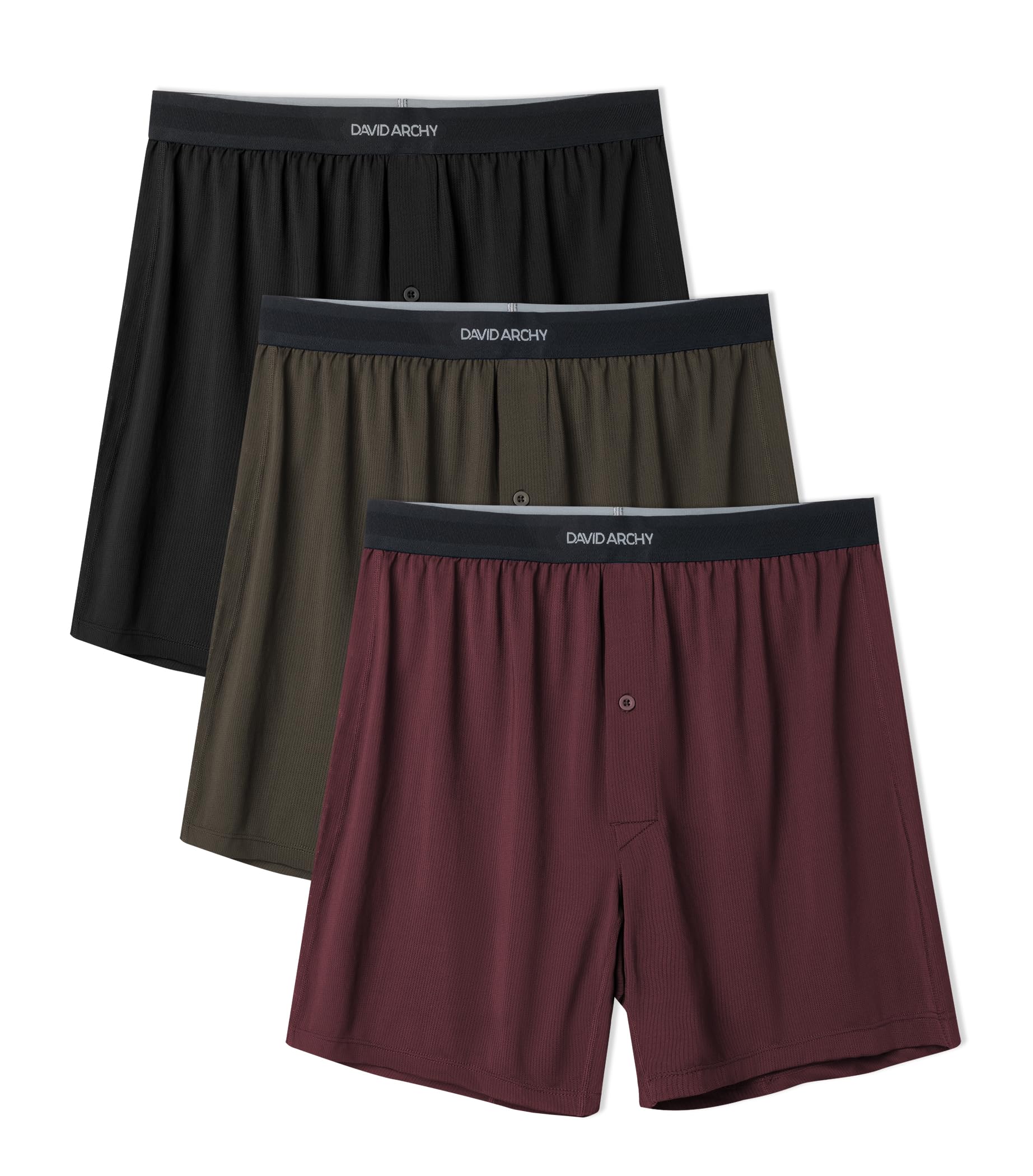 DAVID ARCHY Mens Boxer Shorts Underwear Quick Dry Breathable Mens Boxers Moisture Wicking Boxers for Men 3 or 5 Pack