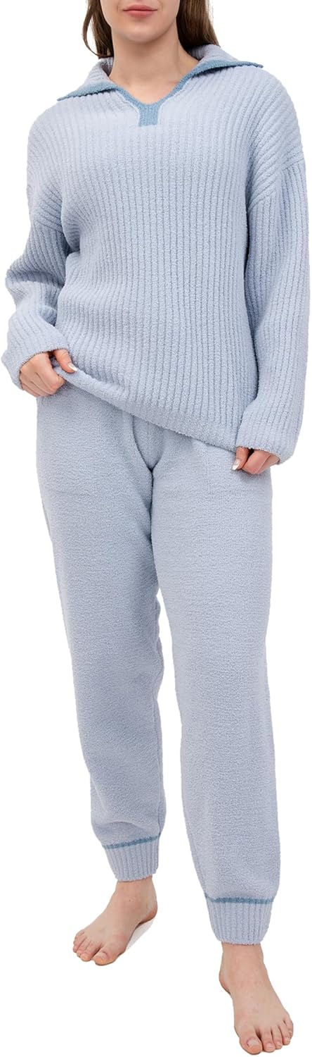 DAVID ARCHY Fleece Pajamas Women Warm Winter Fuzzy Cozy Pjs Sets Soft Comfy Long Sleeve Tops and Pants Sleepwear Loungewear