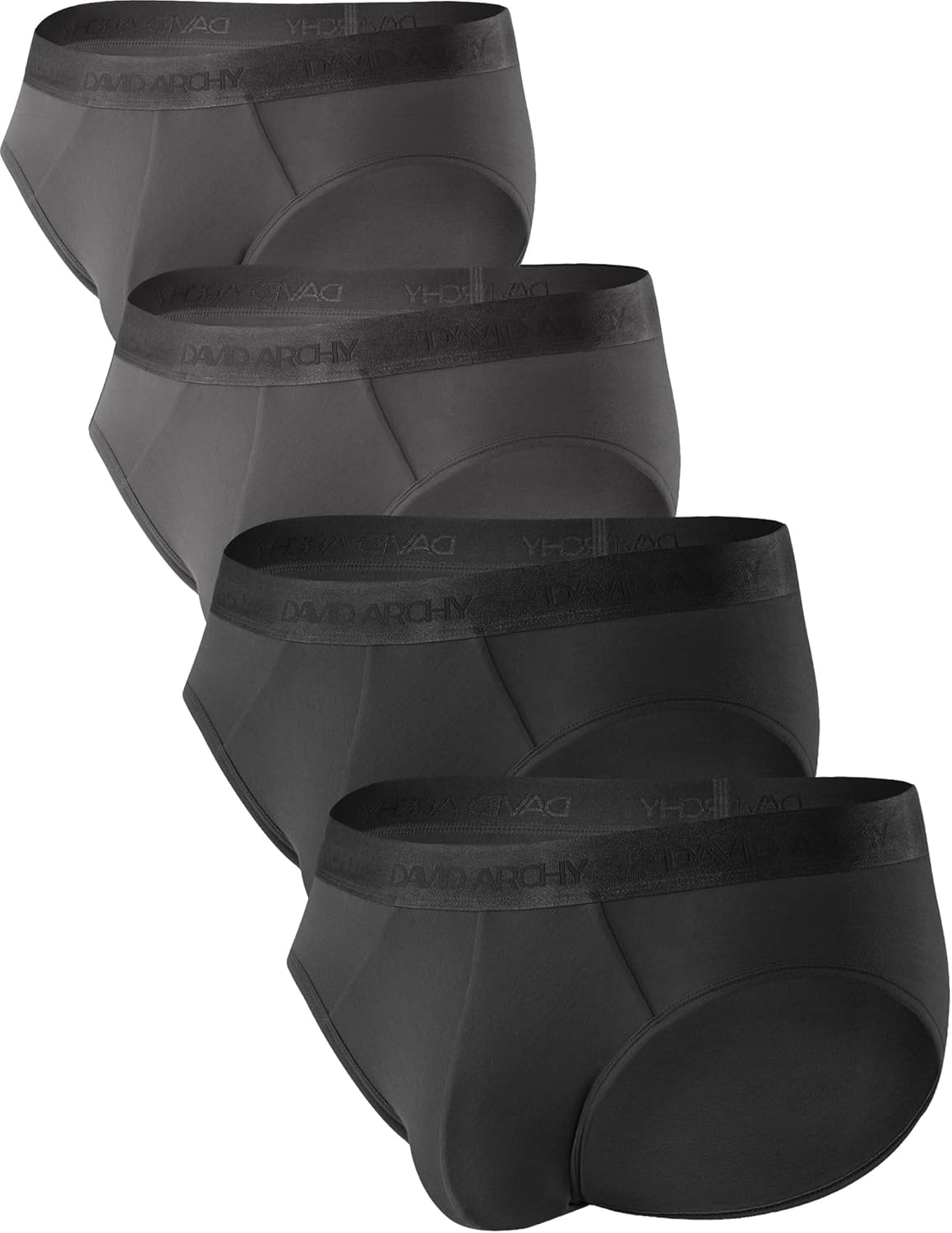 DAVID ARCHY Men's Briefs Modal No Fly Underwear Support Pouch Soft Comfort Briefs for Men 4 Pack