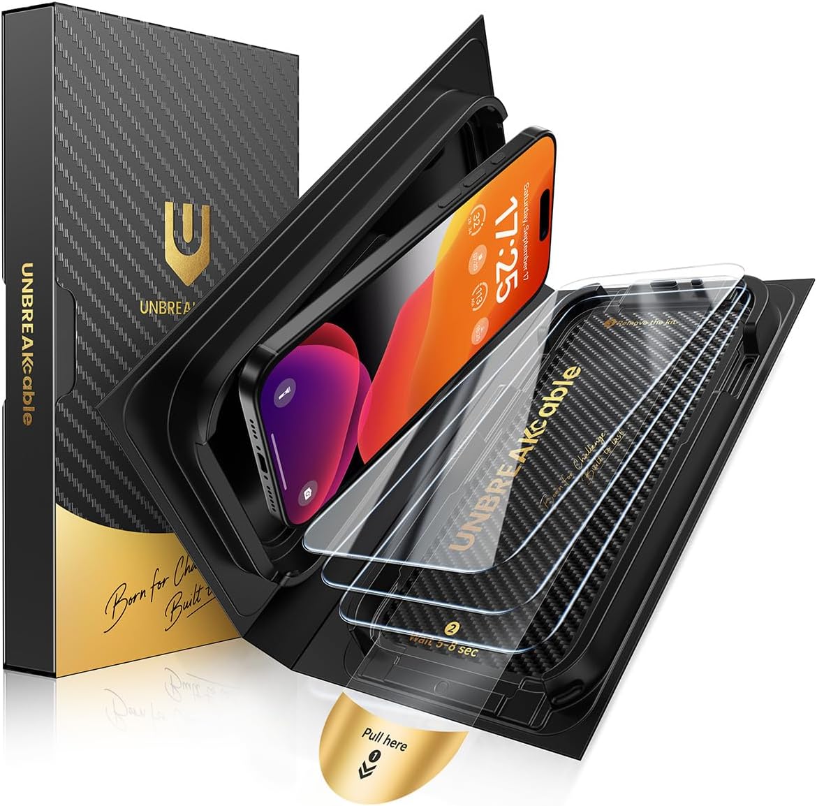 UNBREAKcable for iPhone 16 Pro Screen Protector [Quick-Installation Box] 3-Pack 9H+ Hardness Shatterproof Tempered Glass [99.99% HD Clear] [Case Friendly] [Bubble Free] for Apple 16 Pro 6.3 inch