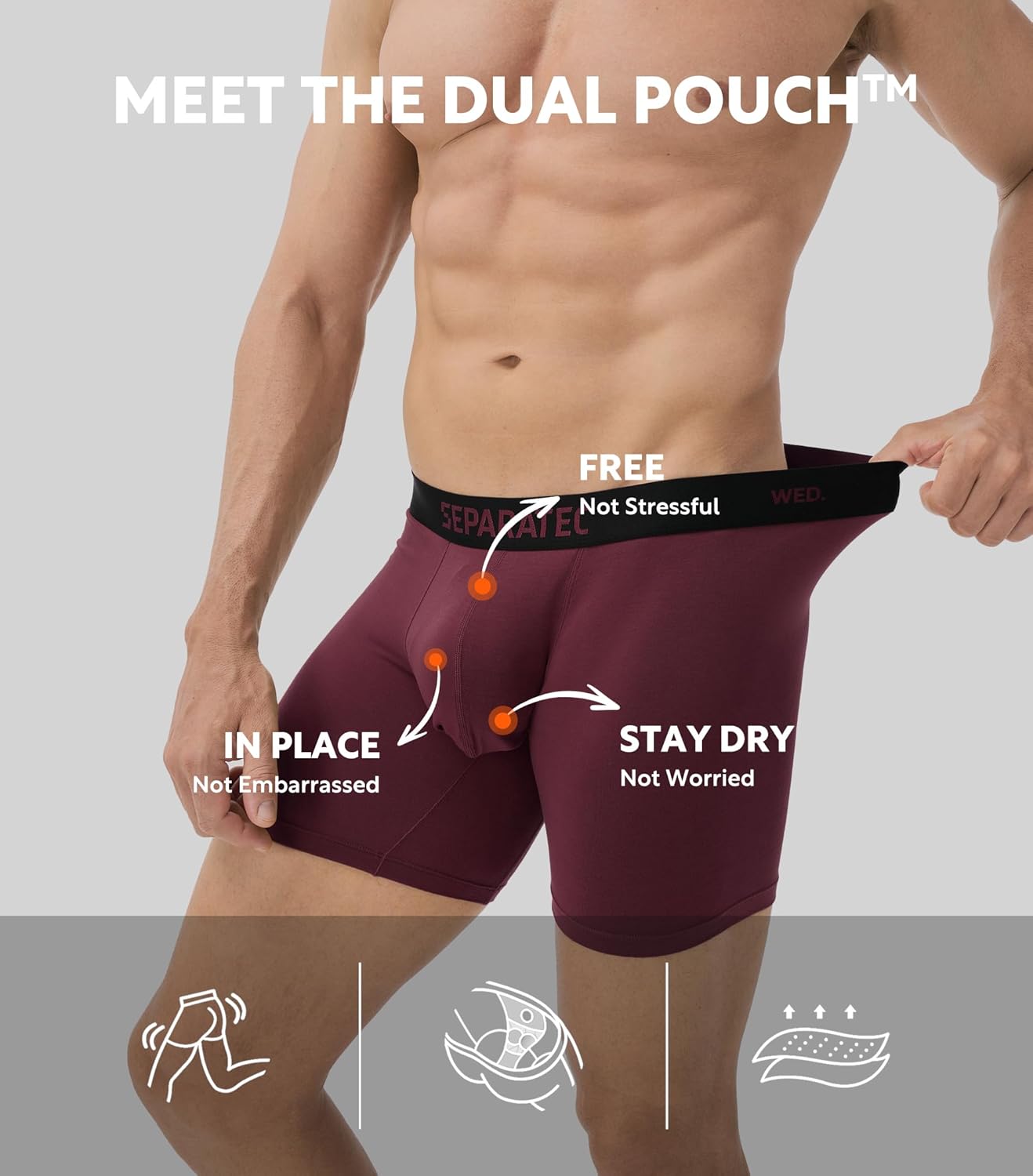 Separatec Dual Pouch Mens Underwear Breathable Cooling Rayon Made from Bamboo Underwear Men, Boxer Briefs and Trunks 7 Pack