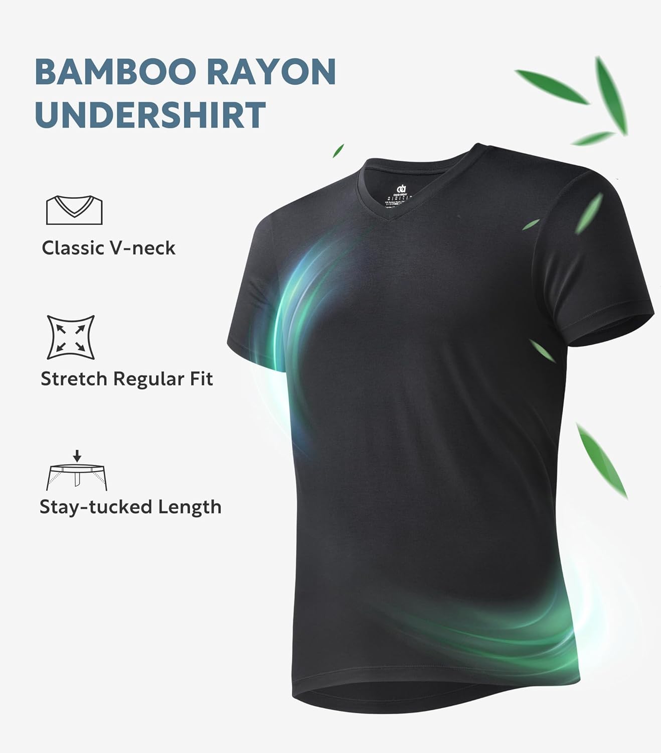 DAVID ARCHY Men's Undershirt Bamboo Rayon Moisture-Wicking V-Neck T-Shirts Stretch Tees for Men, 3 or 5 Pack