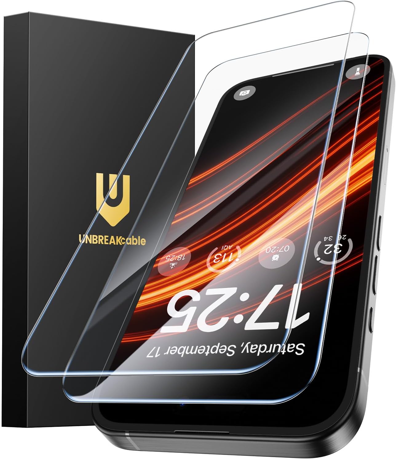 UNBREAKcable Anti-Glare Screen Protector for iPhone 16 Pro Max [2-Pack], 9H Hardness Tempered Glass, Anti-fingerprint, Enhanced Clarity, Anti-Blue Light, Easy to Install, Polishing Cloth Included