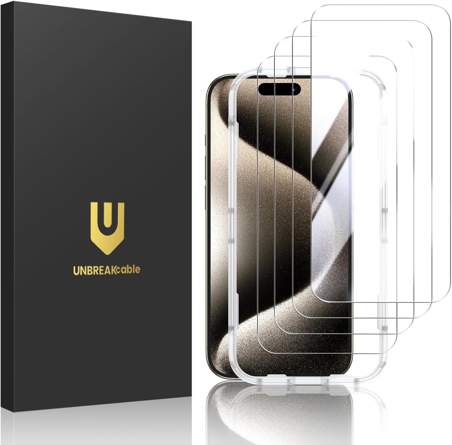 UNBREAKcable 4-Pack Screen Protector for iPhone 17, Double Shatterproof Tempered Glass [Easy Installation Frame] [9H Hardness] [99.99% HD Clear] [Case Friendly] for iPhone 6.3 inch