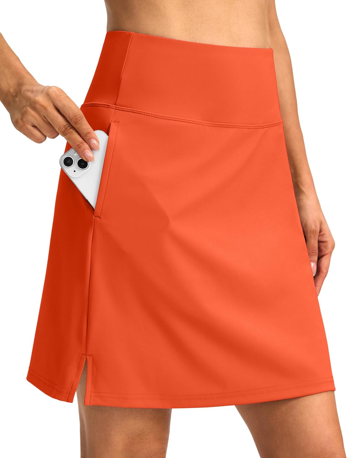 SANTINY 18" Skorts for Women 3 Pockets High Waist Long Athletic Tennis Skirt Golf Skort for Casual Summer Travel