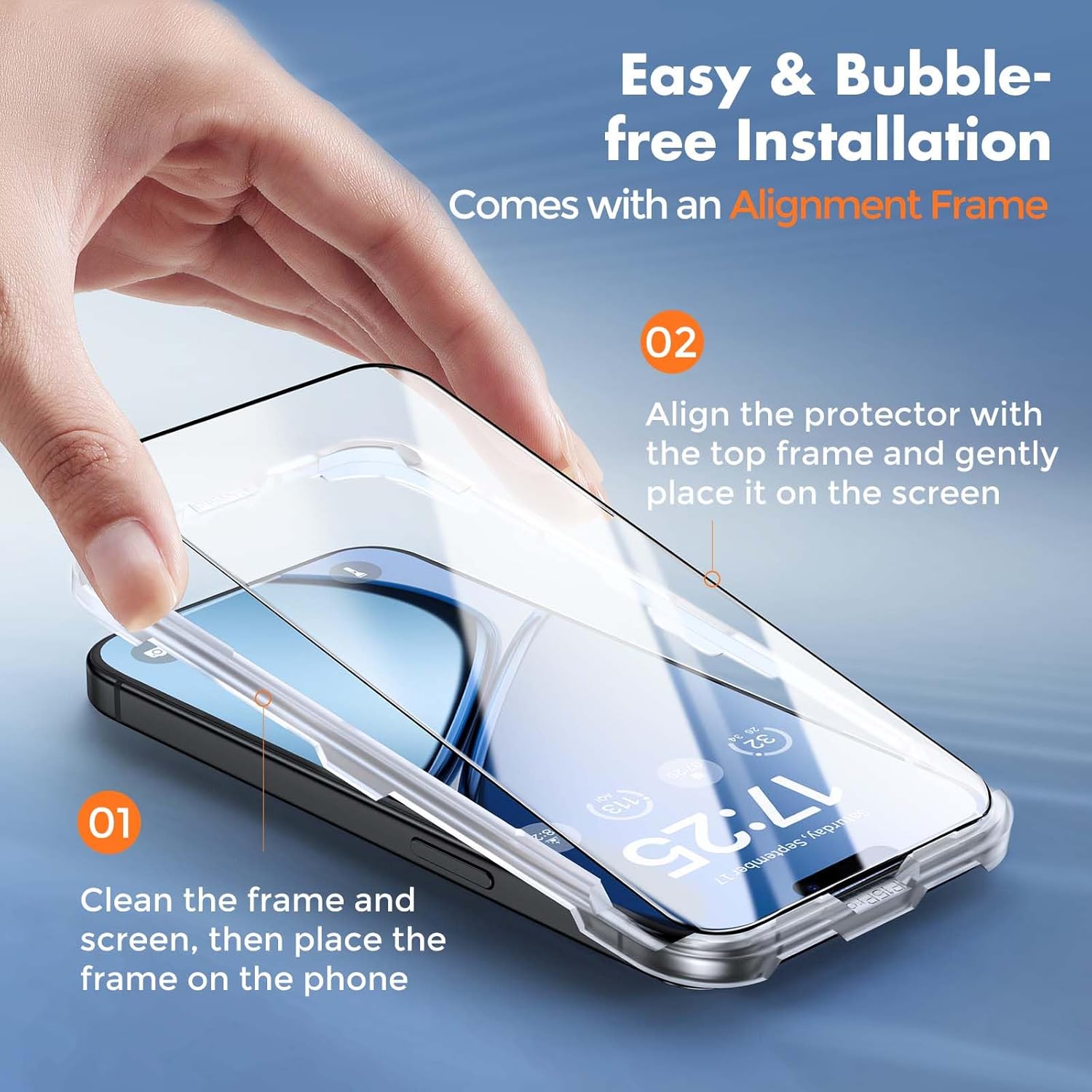 UNBREAKcable 3-Pack Screen Protector for iPhone 15, Double Shatterproof Tempered Glass [Easy Installation Frame] [99.99% HD Clear] [9H Hardness] [Full Coverage] [Case Friendly] for Apple 15 6.1 inch